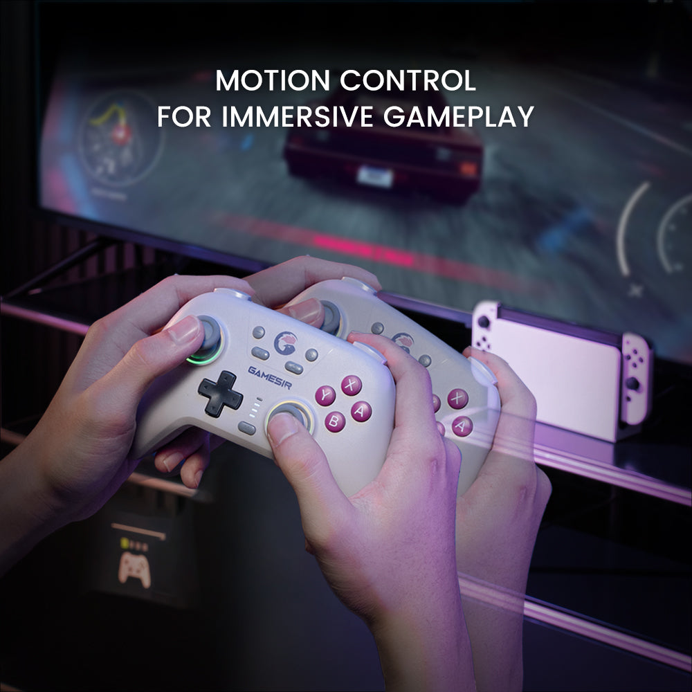 Handheld controller tilted dynamically for motion-based gameplay interactions (e.g., steering or aiming)