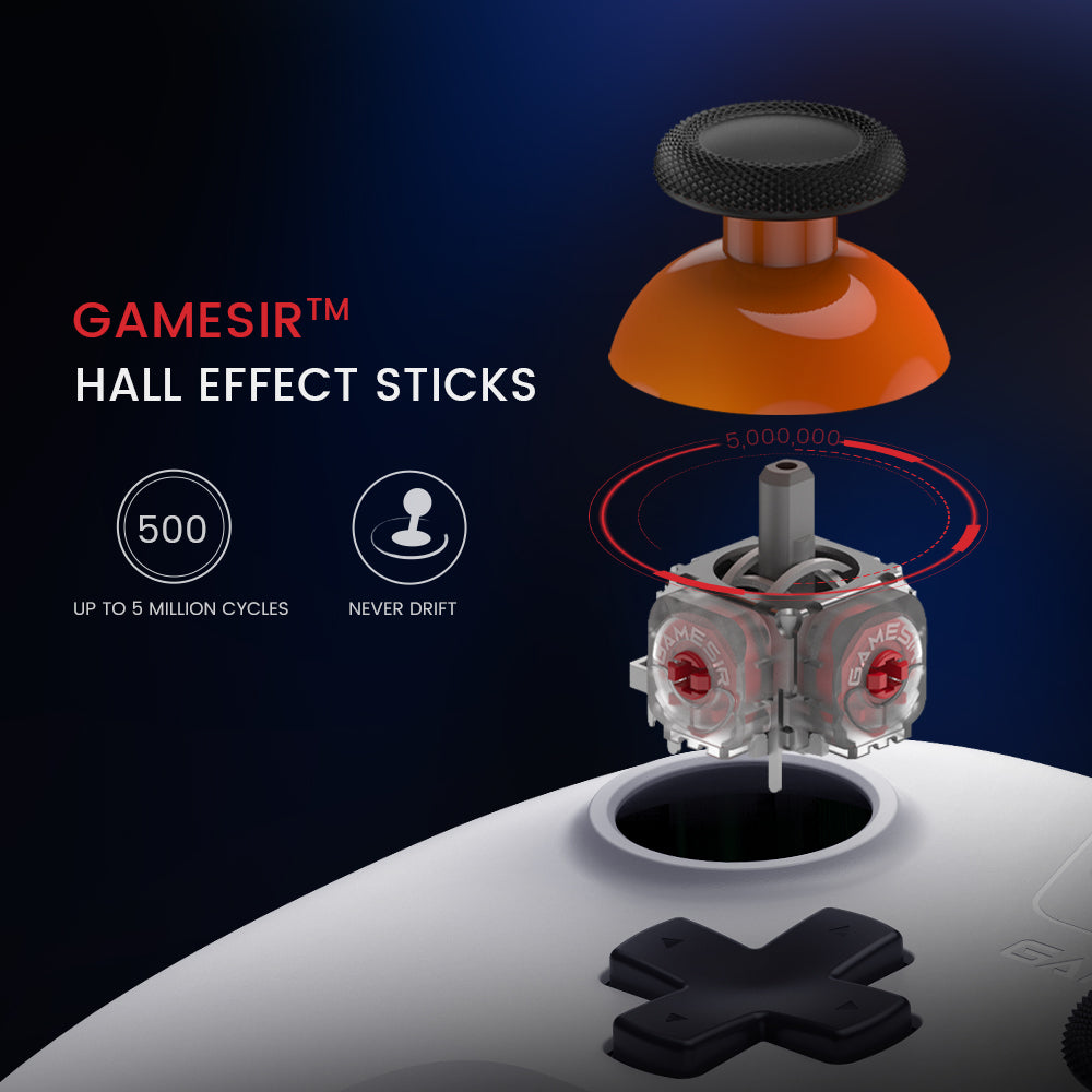 GameSir™ Hall Effect sticks with anti-drift stick performance & turbo function for faster response