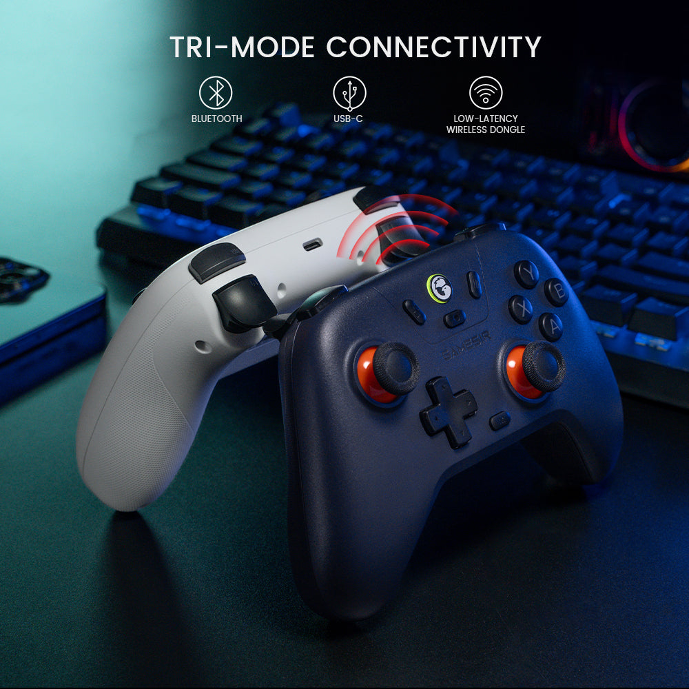 Tri-mode connectivity: Enjoy unparalleled flexibility with three connectivity options—Bluetooth, Wireless Dongle, and USB-C. Switch between devices effortlessly for a hassle-free gaming experience.