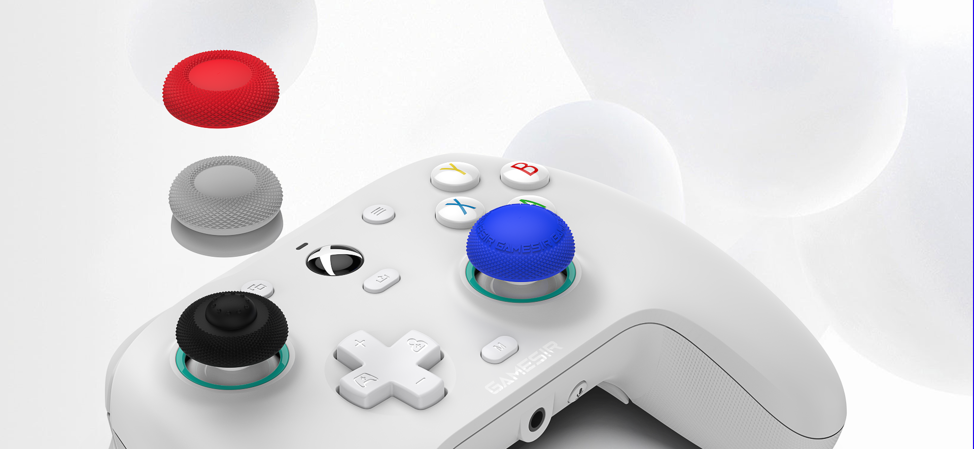 GameSir red, blue, gray, black thumb grip caps