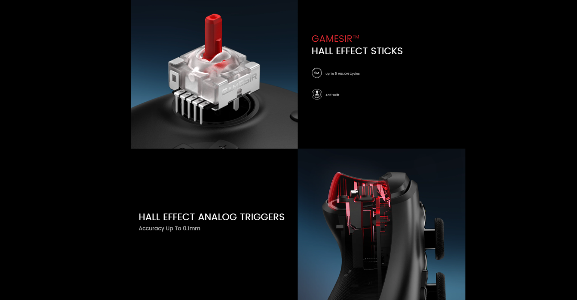 Features Hall Effect sticks and triggers for anti-drift precision and durability