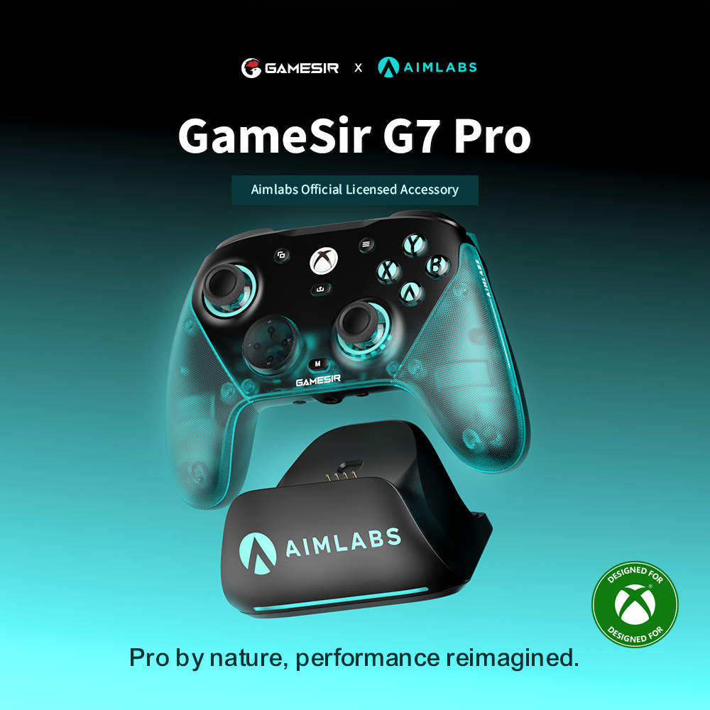 This image showcases the GameSir G7 Pro, an