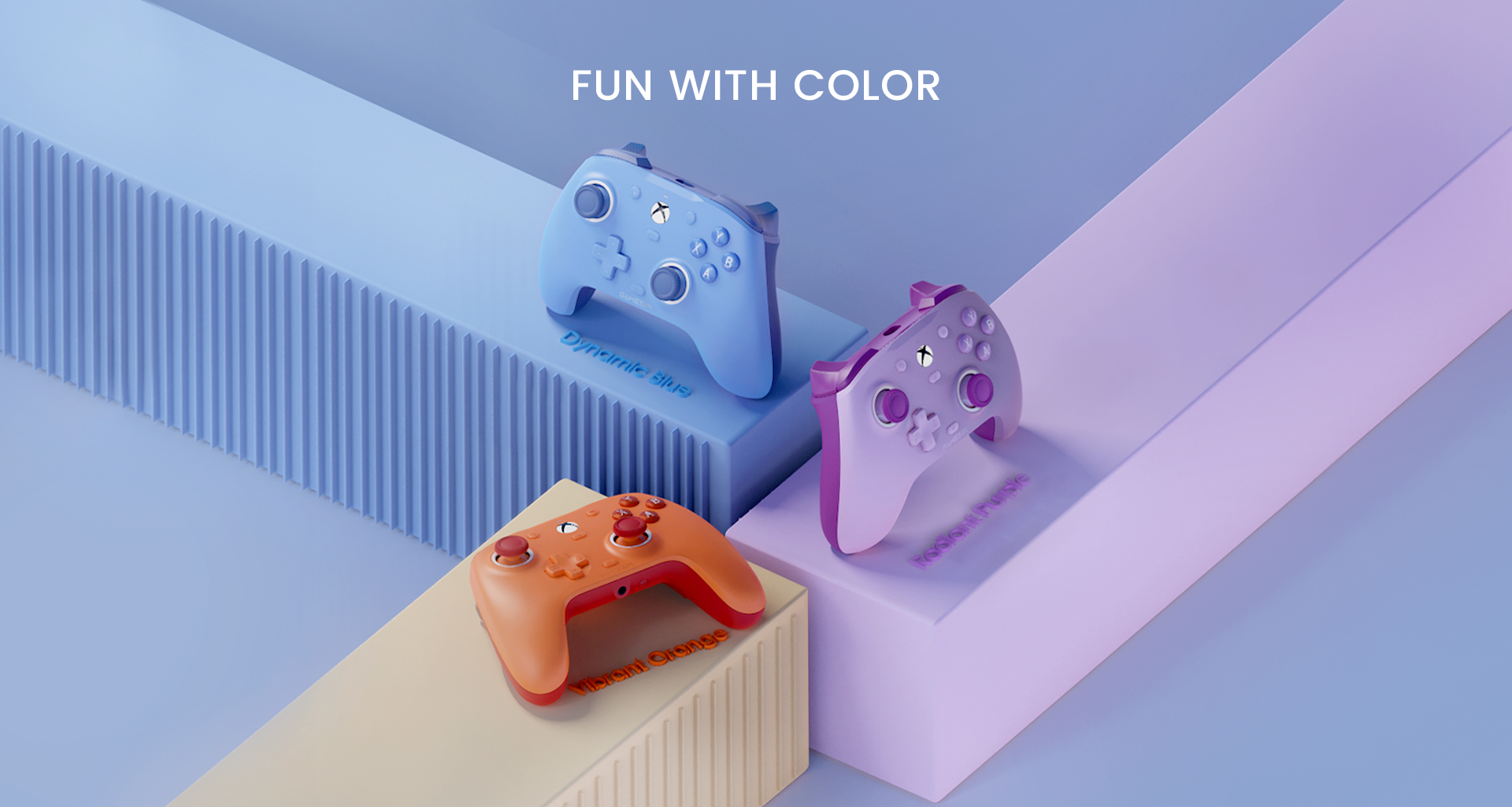 Three striking color options: Dynamic Blue, Vibrant Orange, Radiant Purple