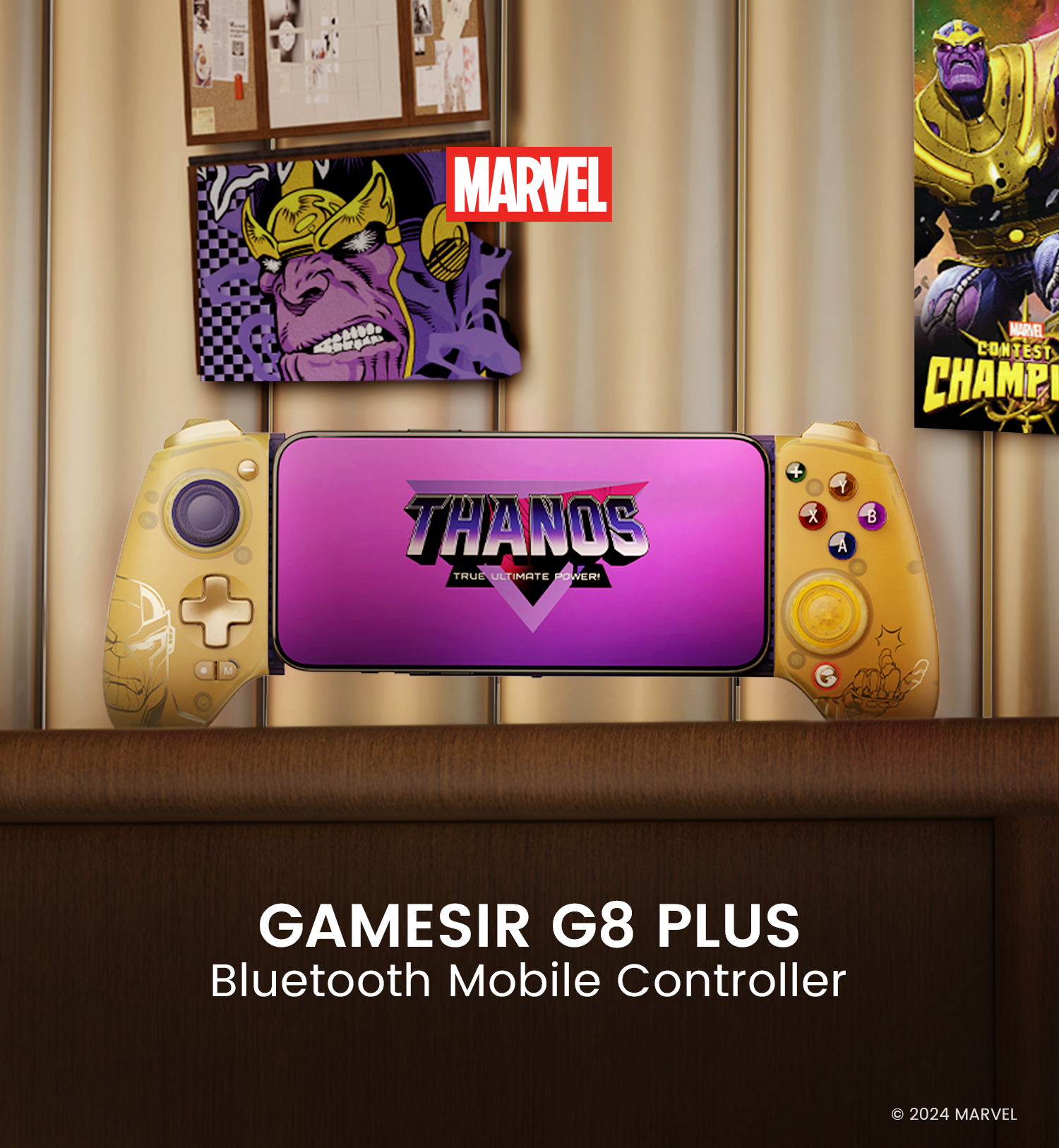 GameSir G8 Plus Bluetooth mobile controller for Switch, iOS, Android, tablets, and PC, special Thanos edition, officially licensed by Marvel