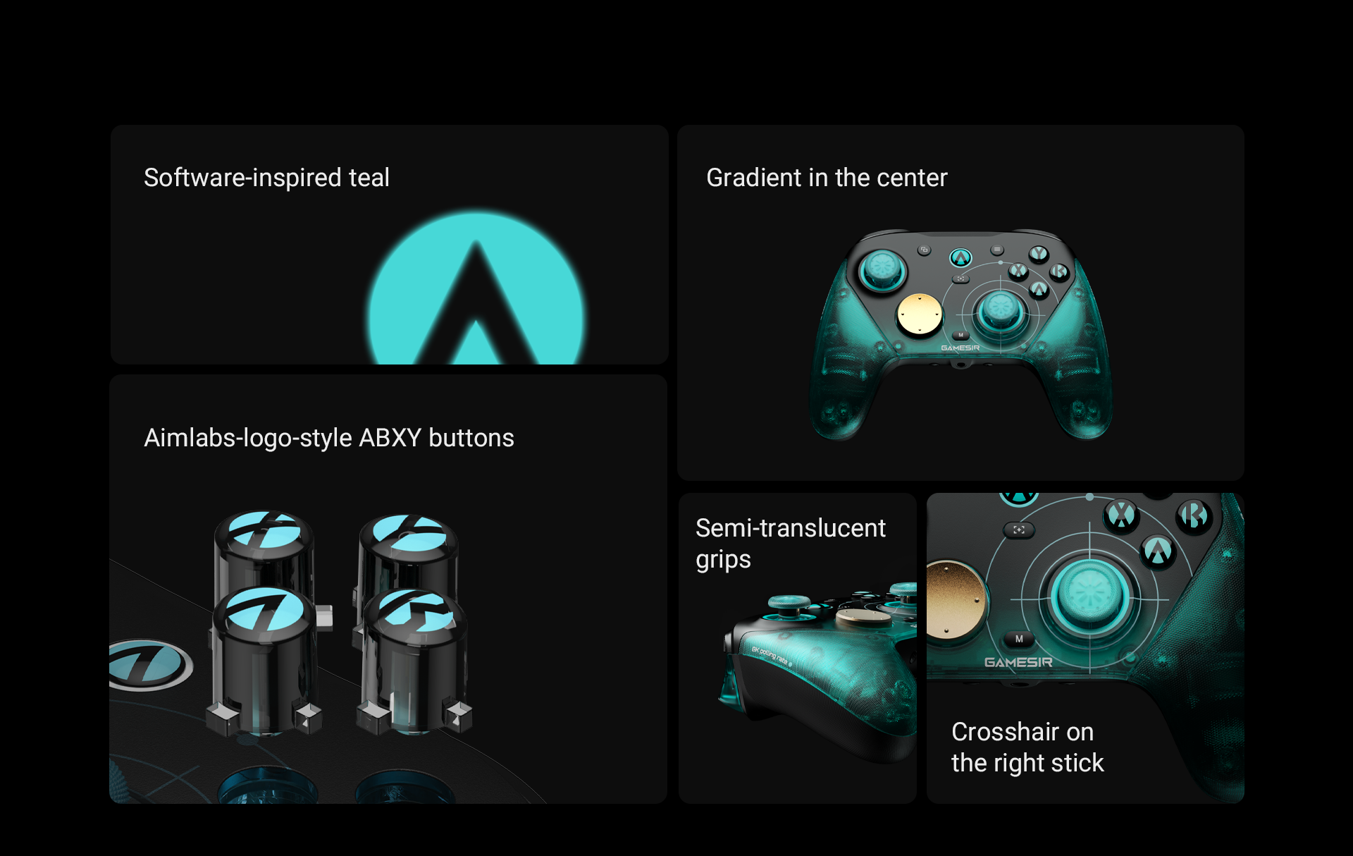 The G7 Pro 8K PC controller is a masterclass in modern gaming aesthetics. It features a software-inspired teal finish that captures the digital energy of the competitive scene. The custom Aimlabs-logo-style ABXY buttons offer a unique tactile identity, perfectly complemented by a striking radial gradient that draws the eye toward the center of the device. For a premium feel, the semi-translucent grips provide a glimpse into the internal engineering while offering superior comfort. Finally, the tactical crosshair etched onto the right stick serves as a constant reminder of your goal: pinpoint precision in every shot.