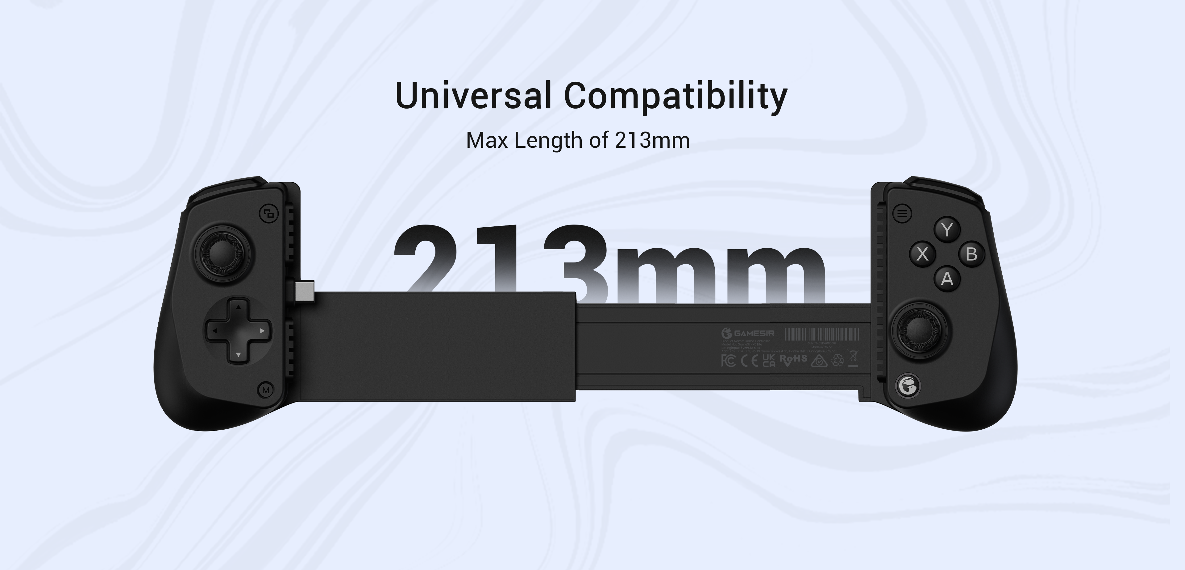universal compatibility (max length of 213mm) of X5 Lite