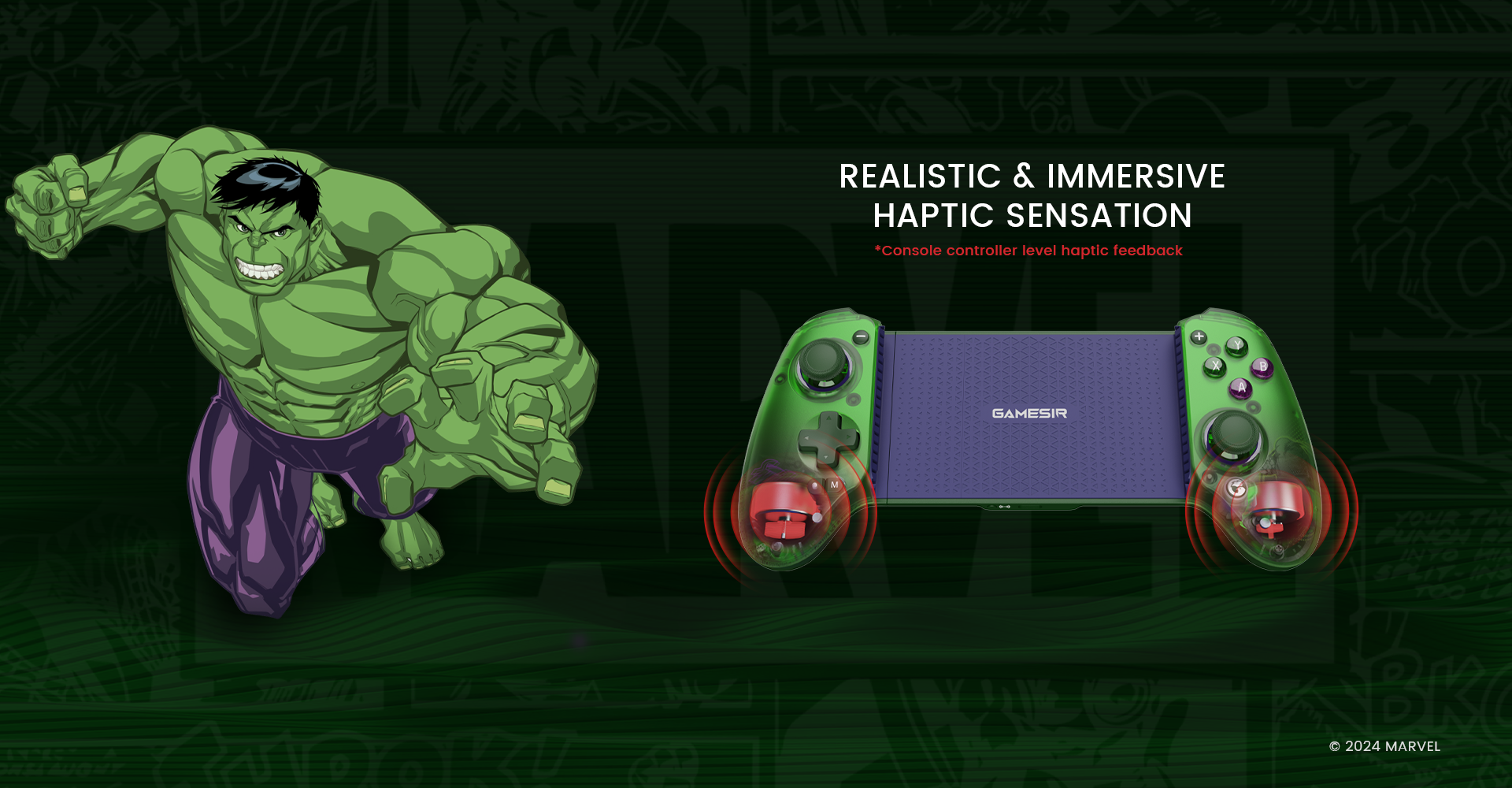 Delivers realistic and immersive haptic sensation with dual asymmetric motors, bringing console controller level feedback