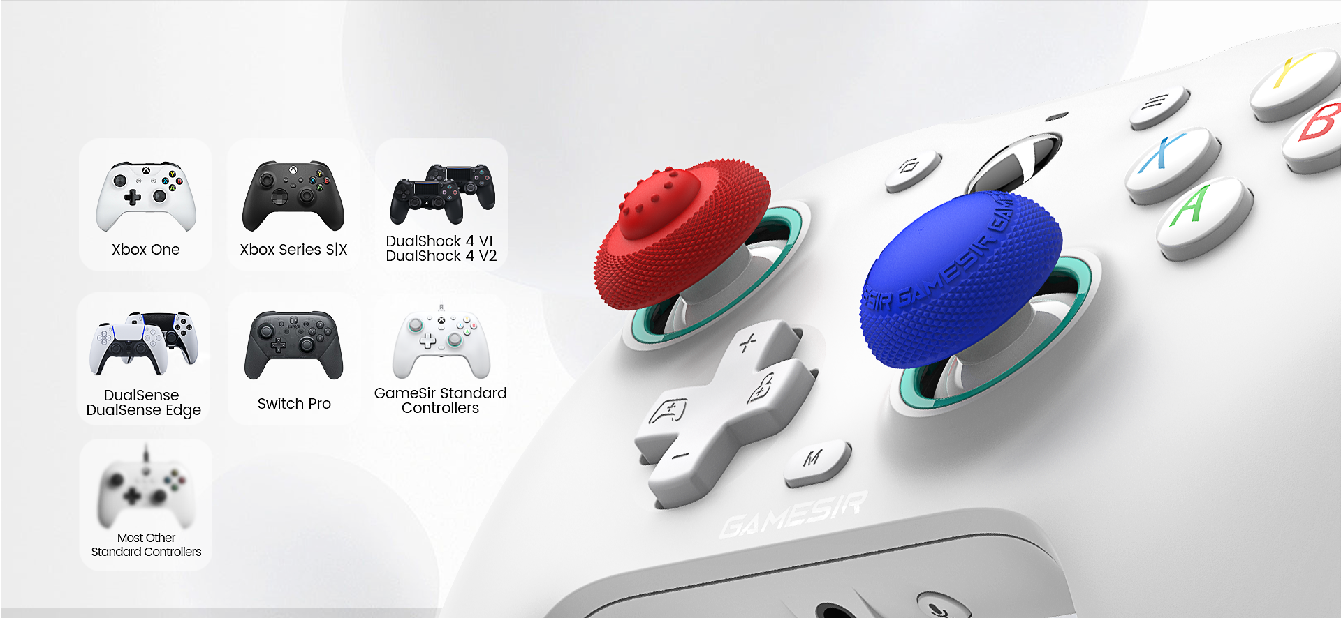 GameSir thumb grip caps paired with various devices