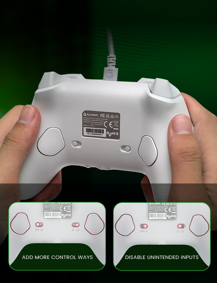 Features two quick-latch back buttons for easy toggling, instantly enable or disable them for tailored gameplay