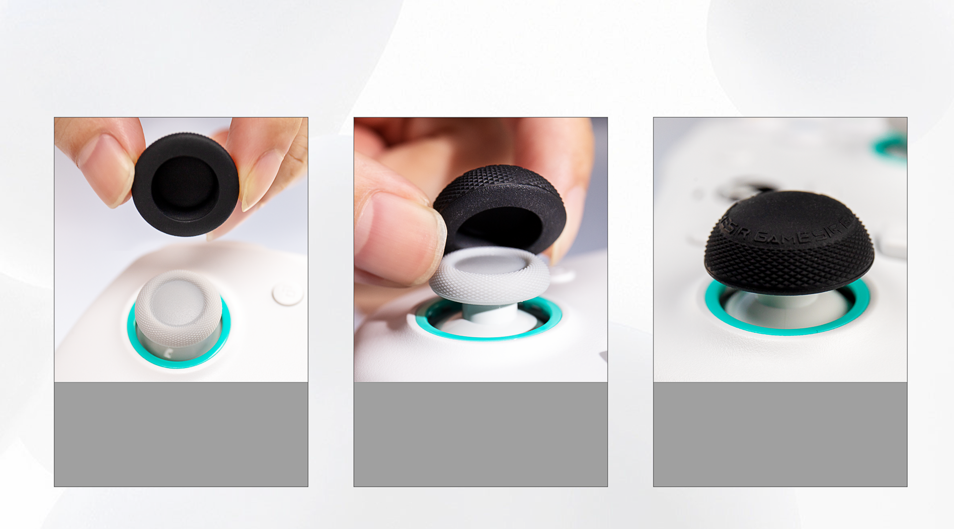 illustration of thumb grip caps on game controller sticks