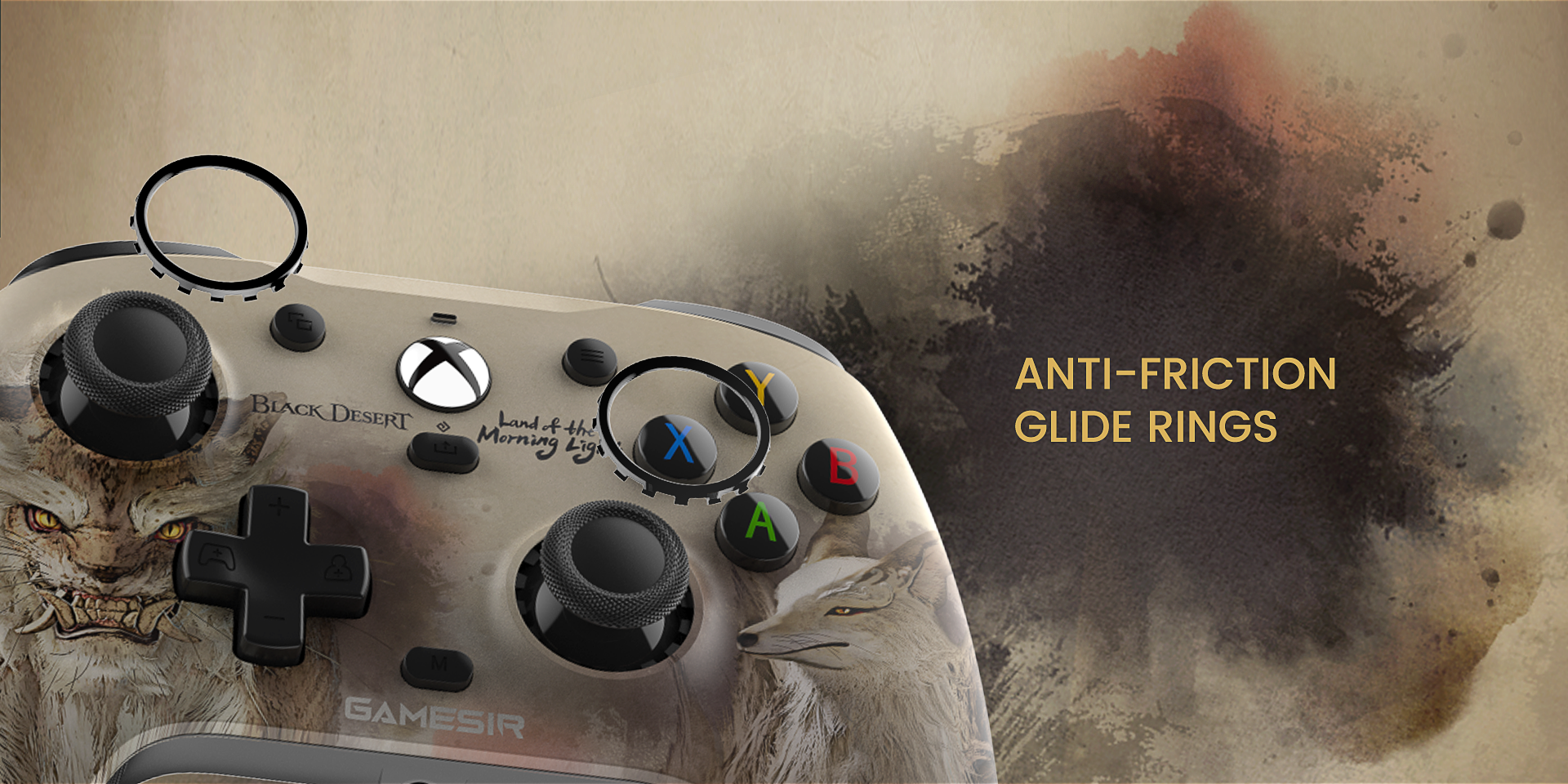 GameSir G7 black desert edition faceplate with anti-frictionglide rings