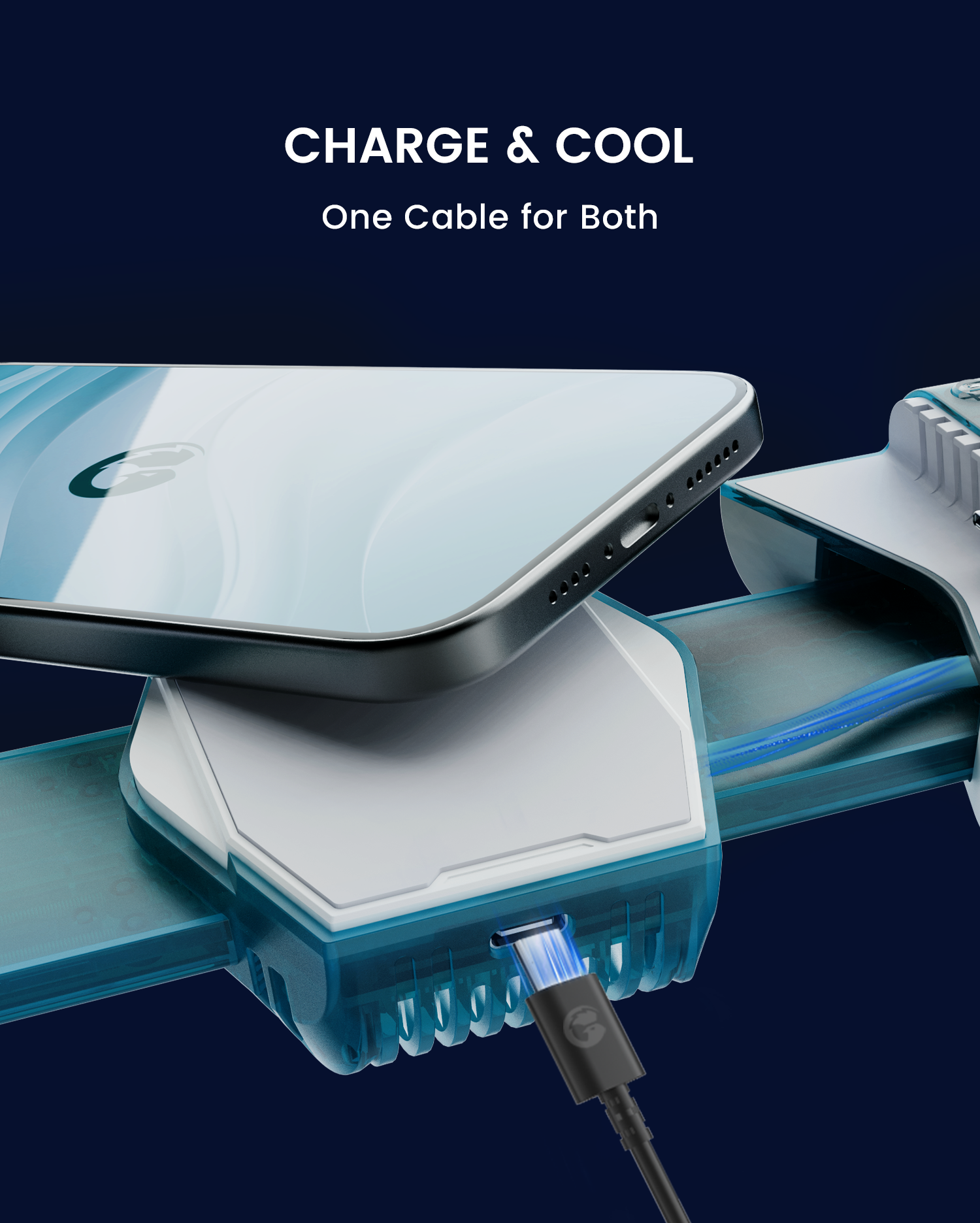 With the dual-function Type-C charging port, a single cable is all you need to power both your phone and the cooler simultaneously