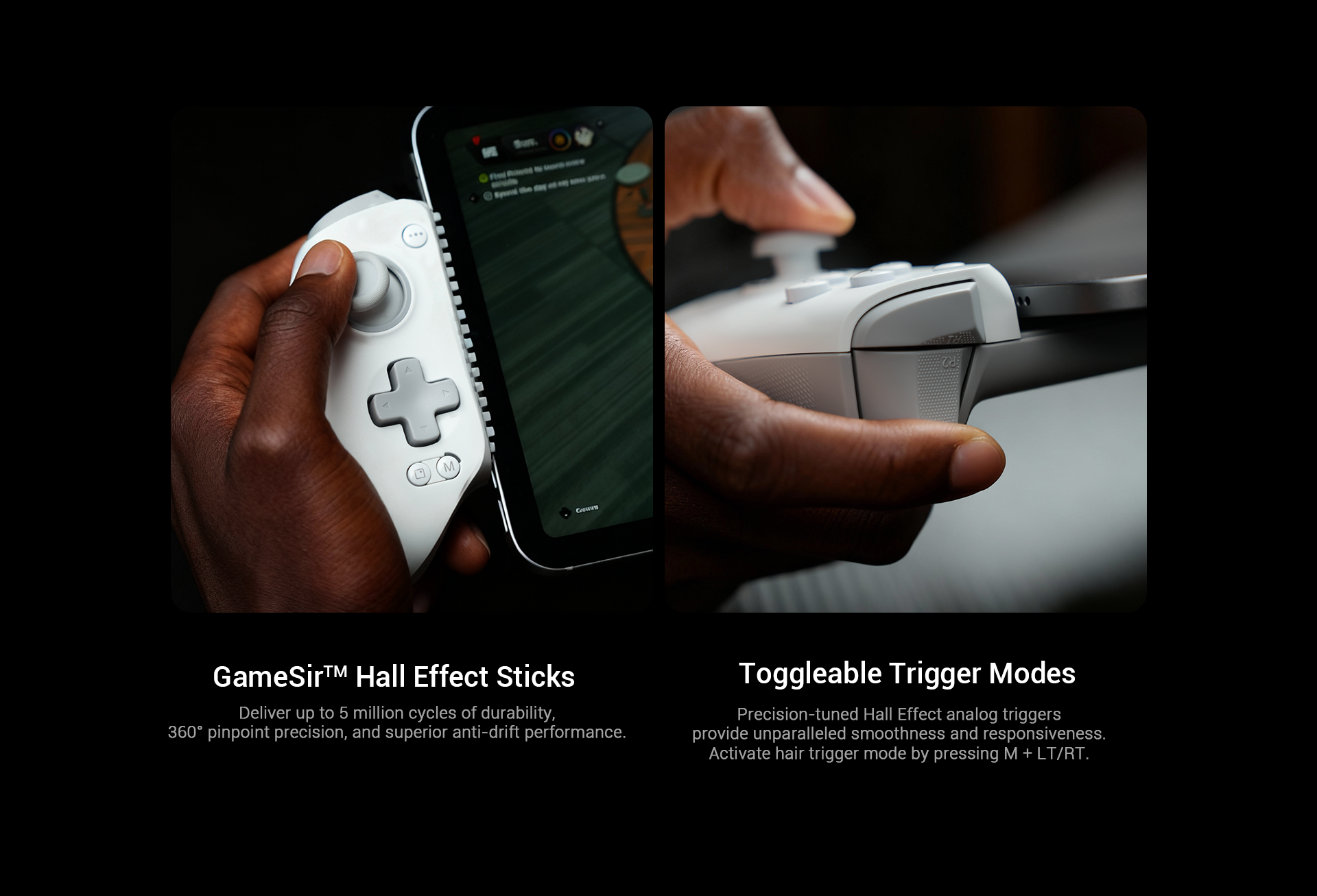 Features togglable trigger mode, Hall Effect analog triggers for racing games, Hall Effect hair triggers for FPS or action games