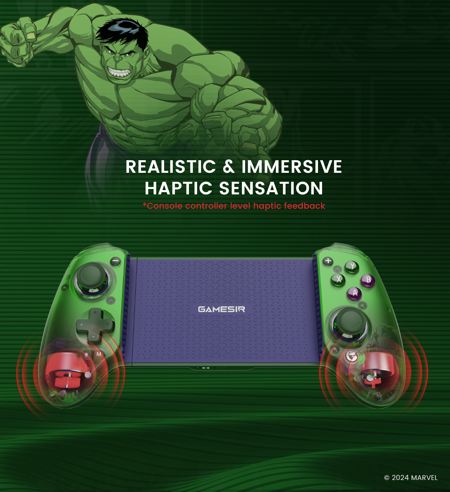 Delivers realistic and immersive haptic sensation with dual asymmetric motors, bringing console controller level feedback