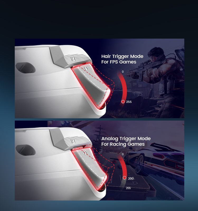 Features togglable trigger mode, offers both precise linear control and ultimate responsiveness