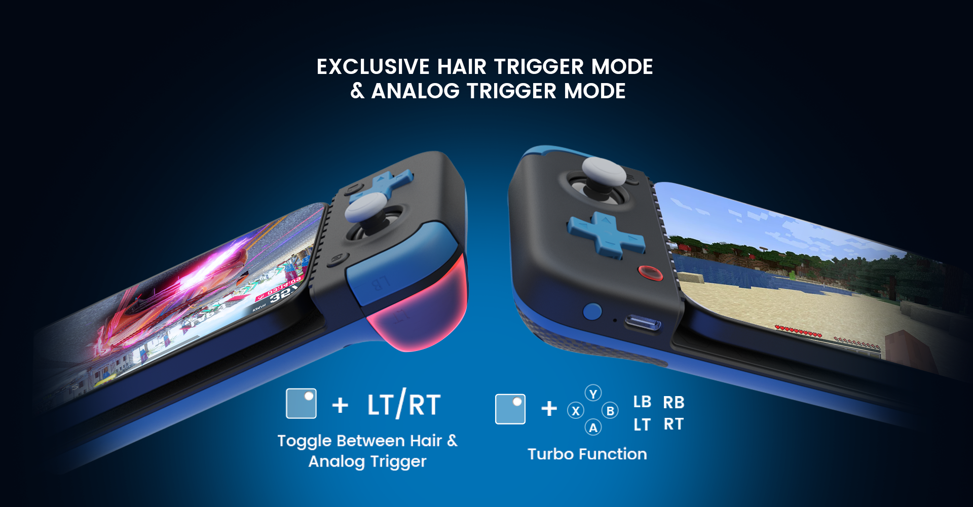 Exclusive hair trigger mode for FPS and action gamers, hold the Capture + LT/RT buttons to toggle between hair & analog triggers, press the Capture + A/B/X/Y/LB/RB/LT/RT buttons to enable the Turbo function