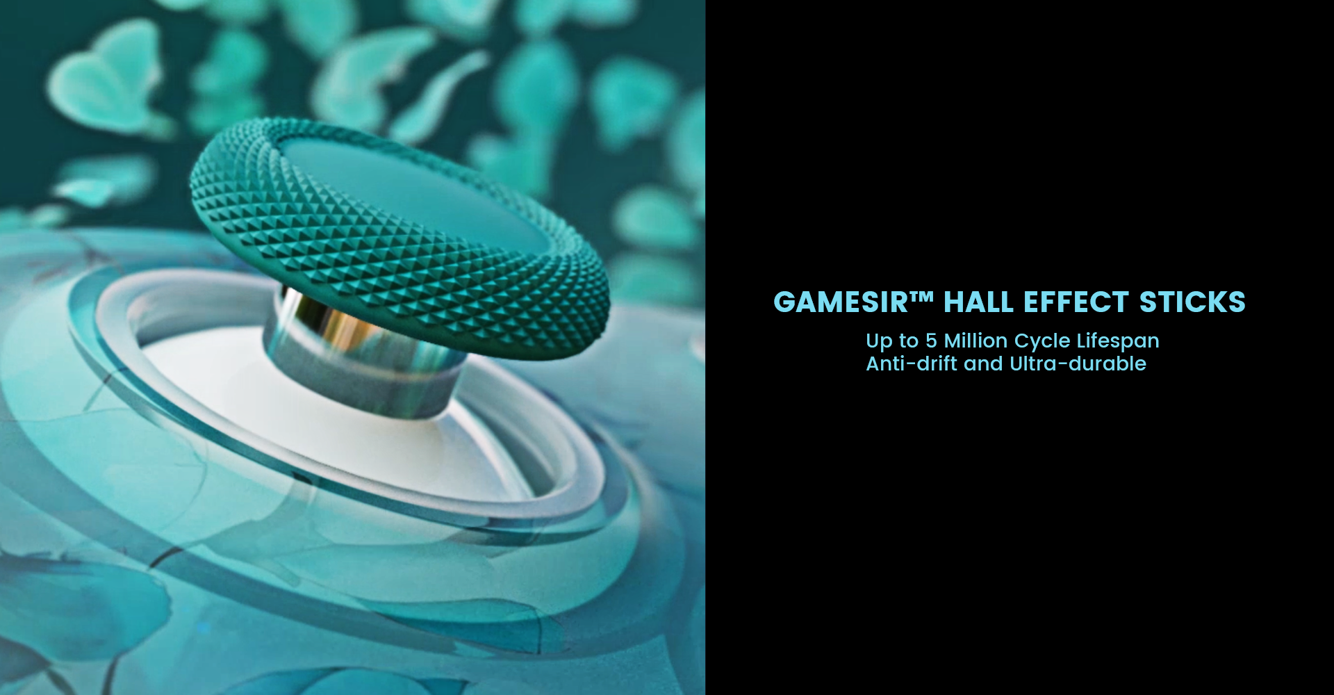 GameSir™ hall effect sticks on Gamesir T7 Pro Flora: up to 5 Million cycle lifespan anti-drift and ultra-durable