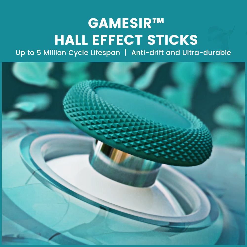 GameSir™ hall effect sticks on Gamesir T7 Pro Flora: up to 5 Million cycle lifespan anti-drift and ultra-durable