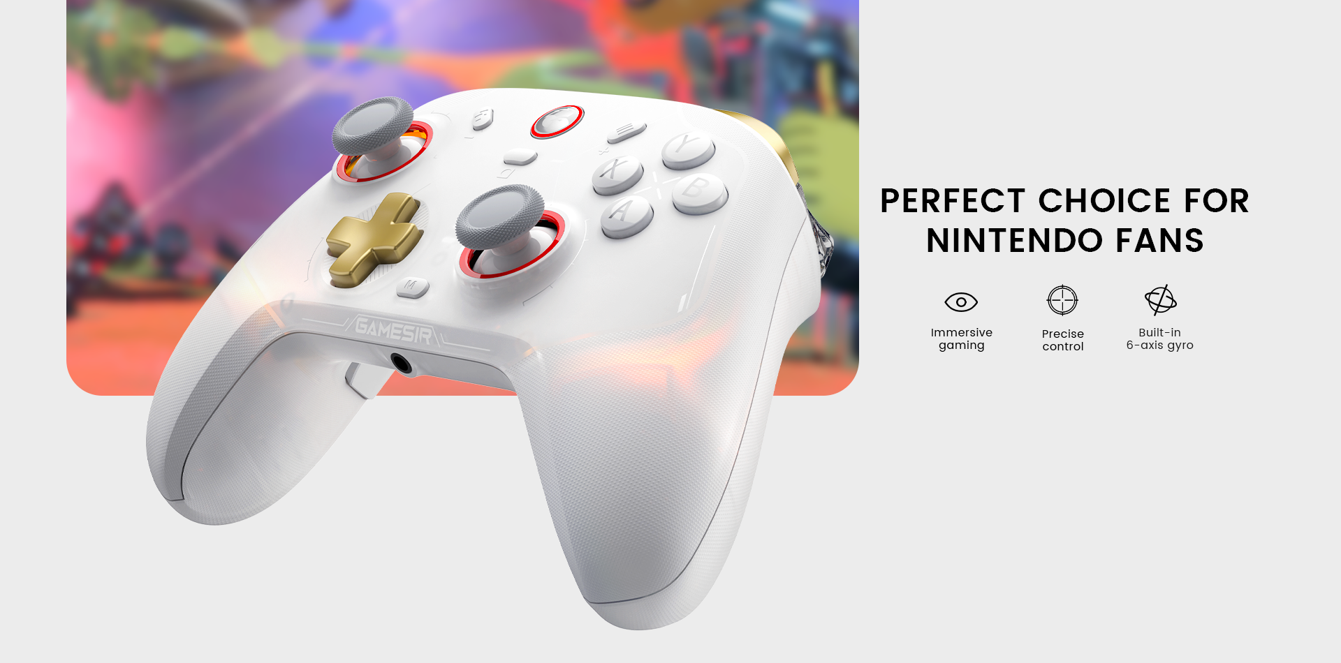 Motion control with built-in 6-axis gyroscope, offers immersive gaming and precise control, perfect choice for Nintendo fans