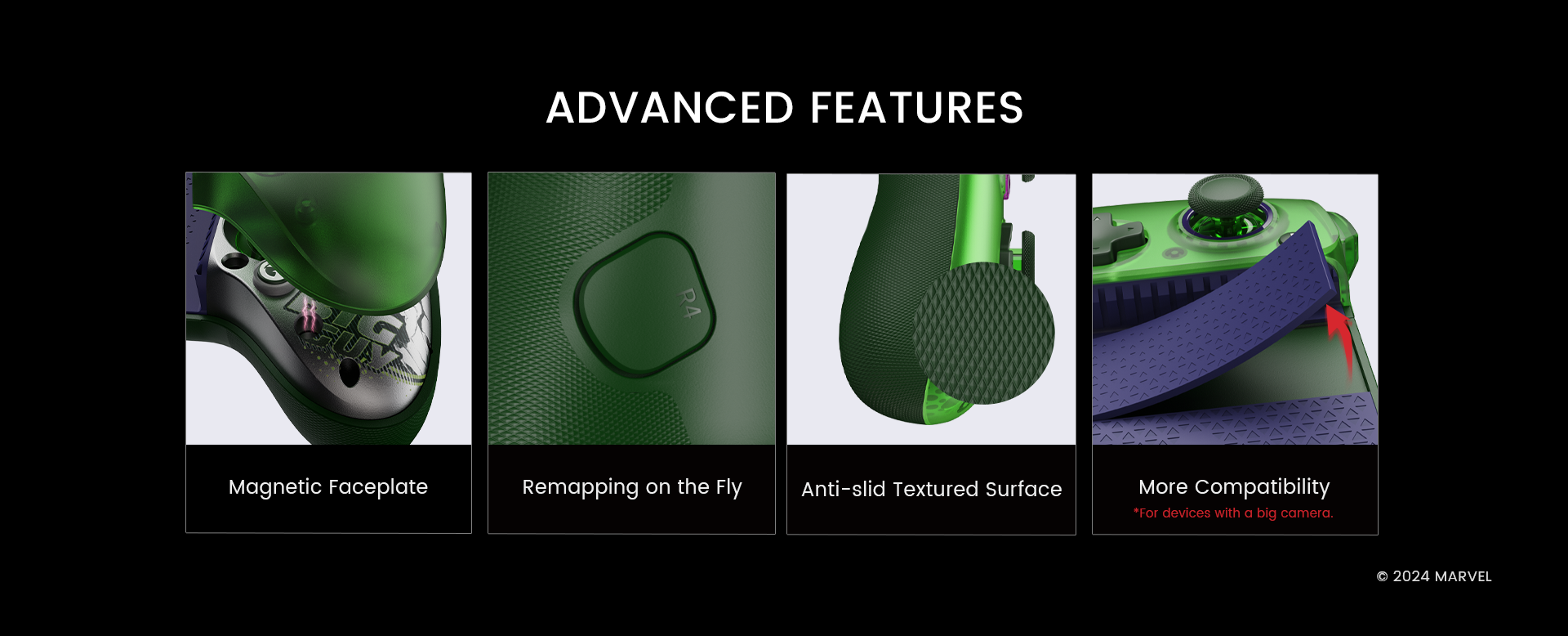 With multiple advanced features like magnetic faceplate, remapping on the fly, anti-slip textured surface, and more compatibility for devices with a big camera