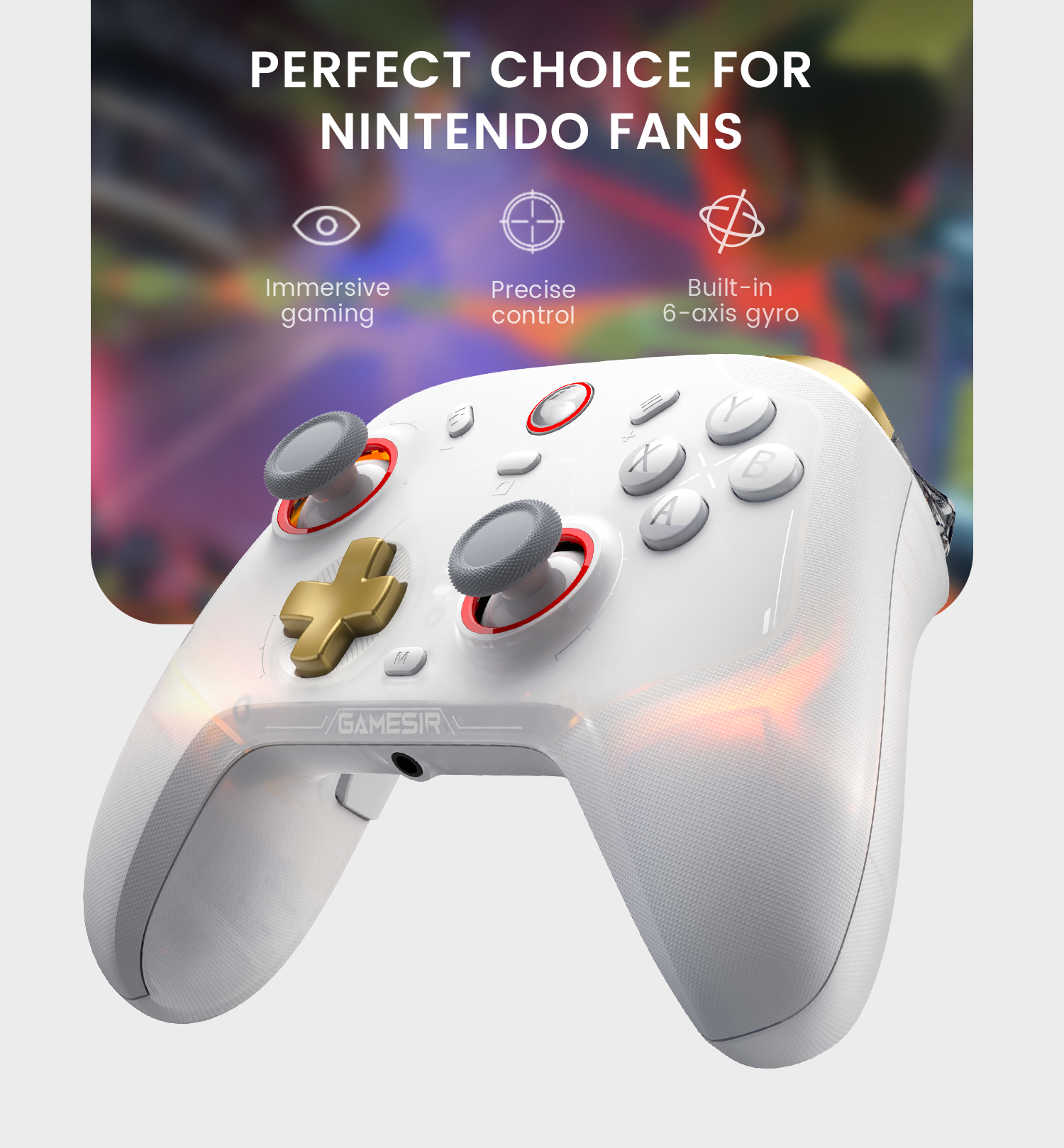 Motion control with built-in 6-axis gyroscope, offers immersive gaming and precise control, perfect choice for Nintendo fans