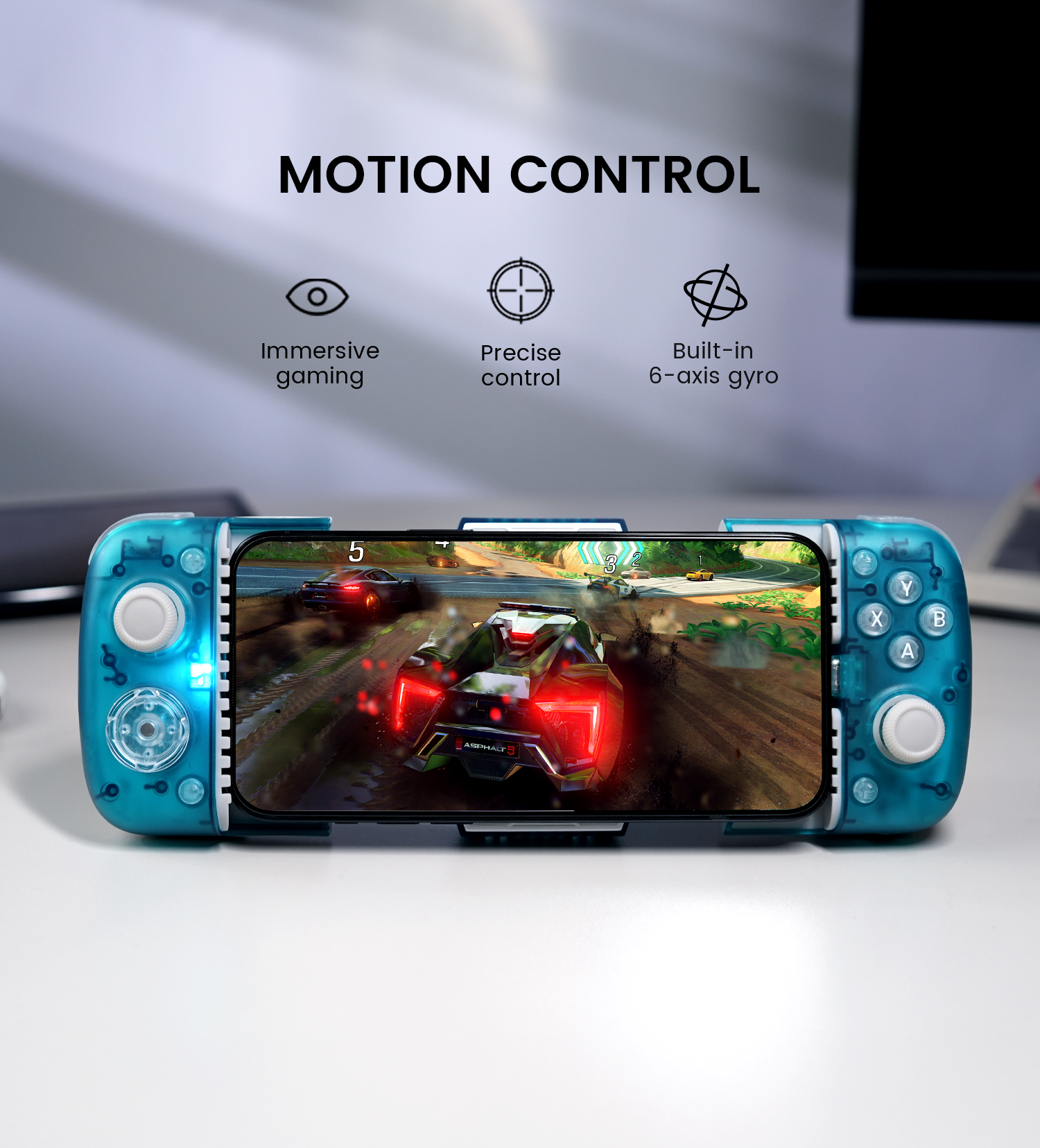 Motion control with built-in 6-axis gyroscope, offers immersive gaming and precise control