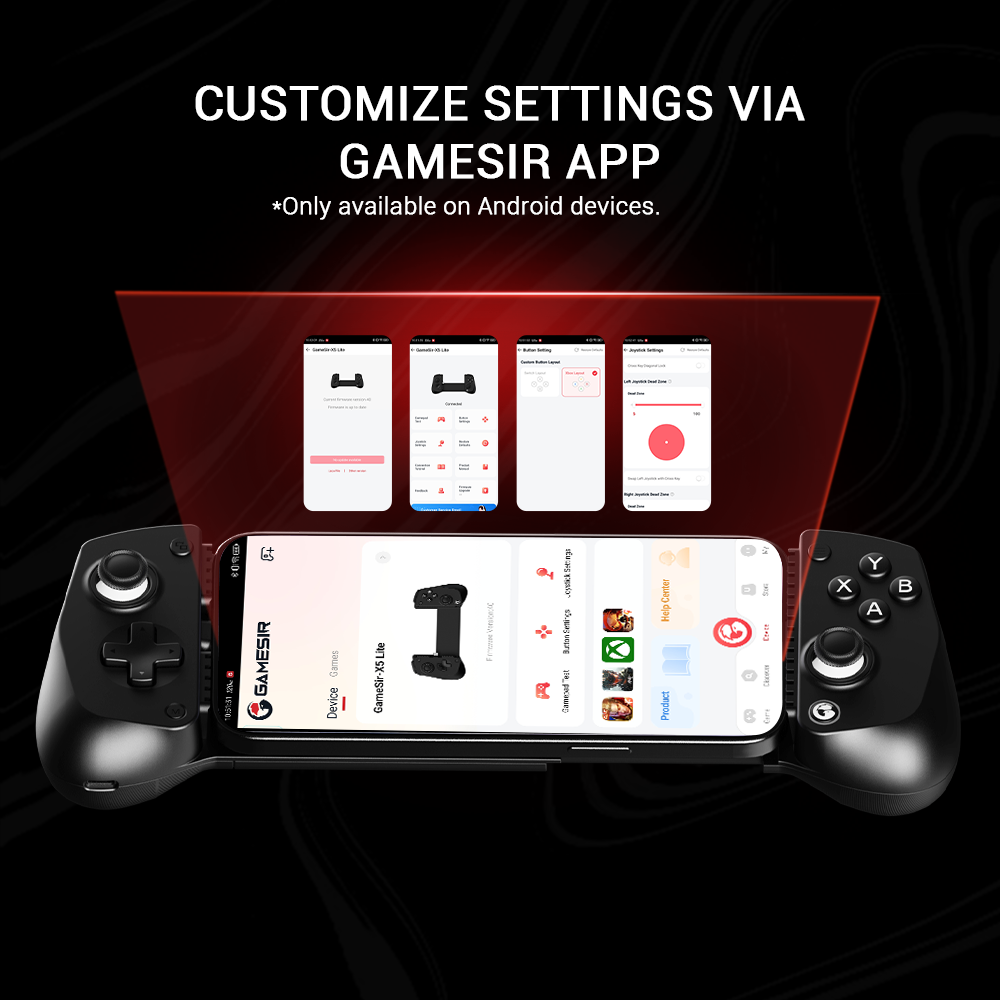 Customize settings via GameSir App on X5 Lite (*only available on Android devices)