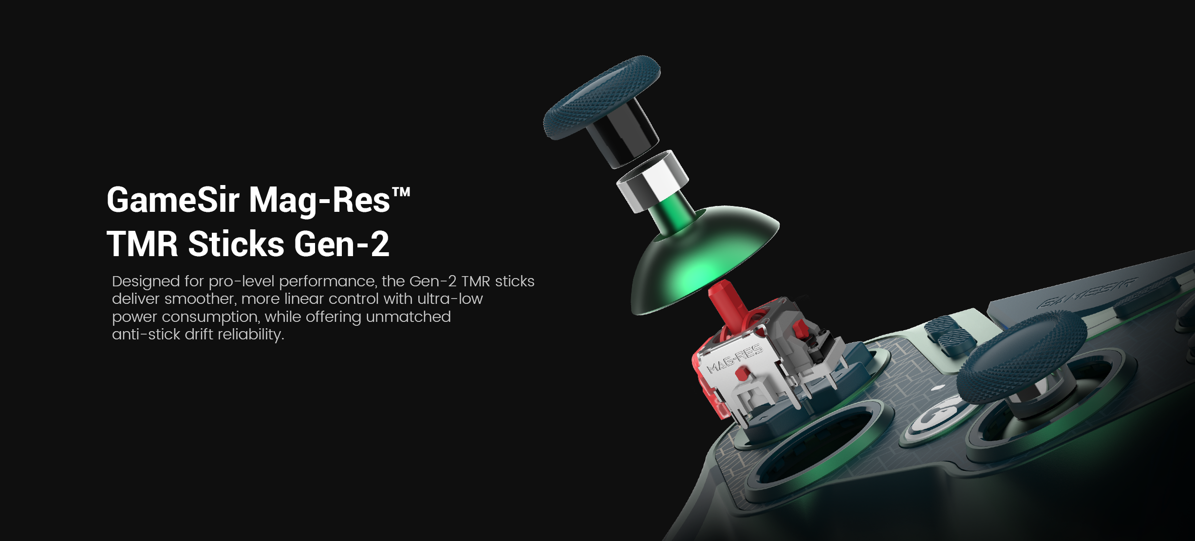 GameSir Mag-Res™ TMR Sticks Gen-2, the latest evolution in joystick technology featured on the Tarantula 8K PC (MenaRD Collab Edition).In the world of high-end controllers, TMR (Tunneling Magnetoresistance) is considered the