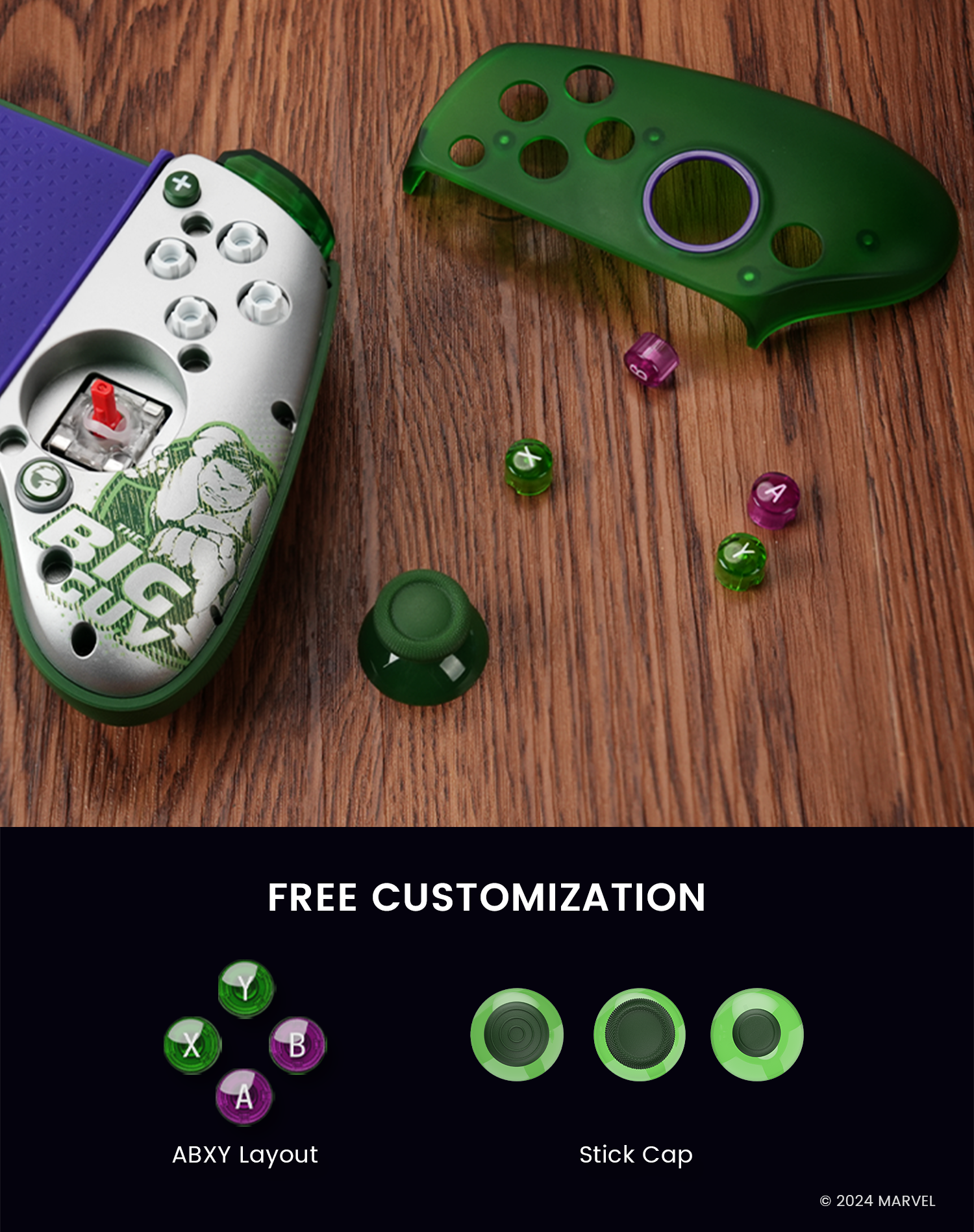 Free customization with customizable ABXY layout and stick caps