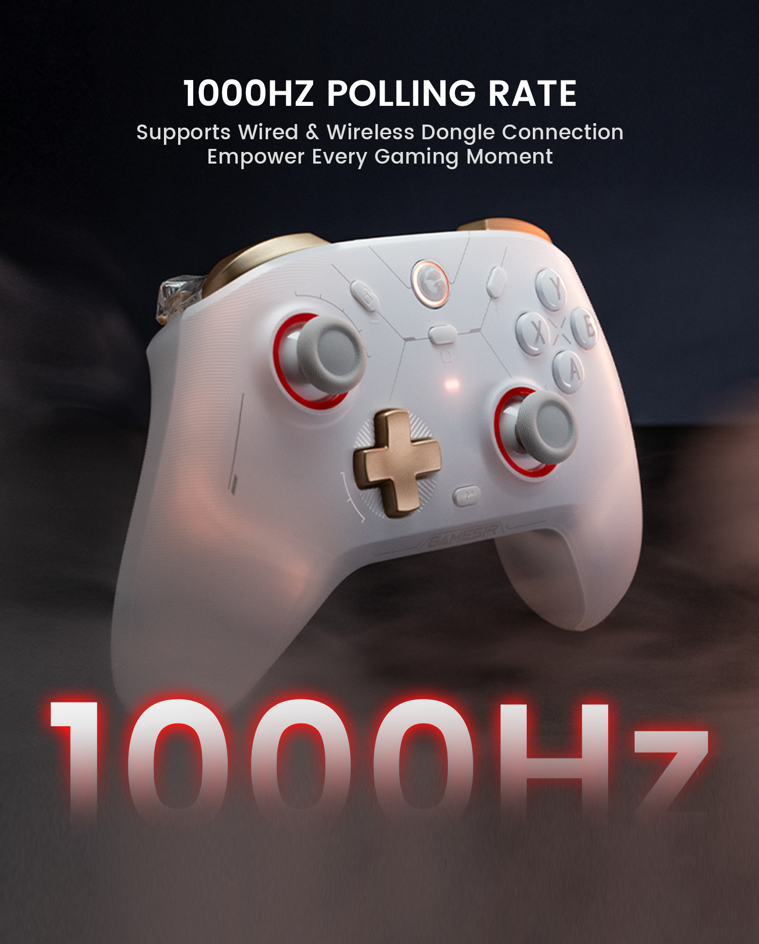 1000Hz polling rate supports both wired and wireless dongle connections, empowers every gaming moment