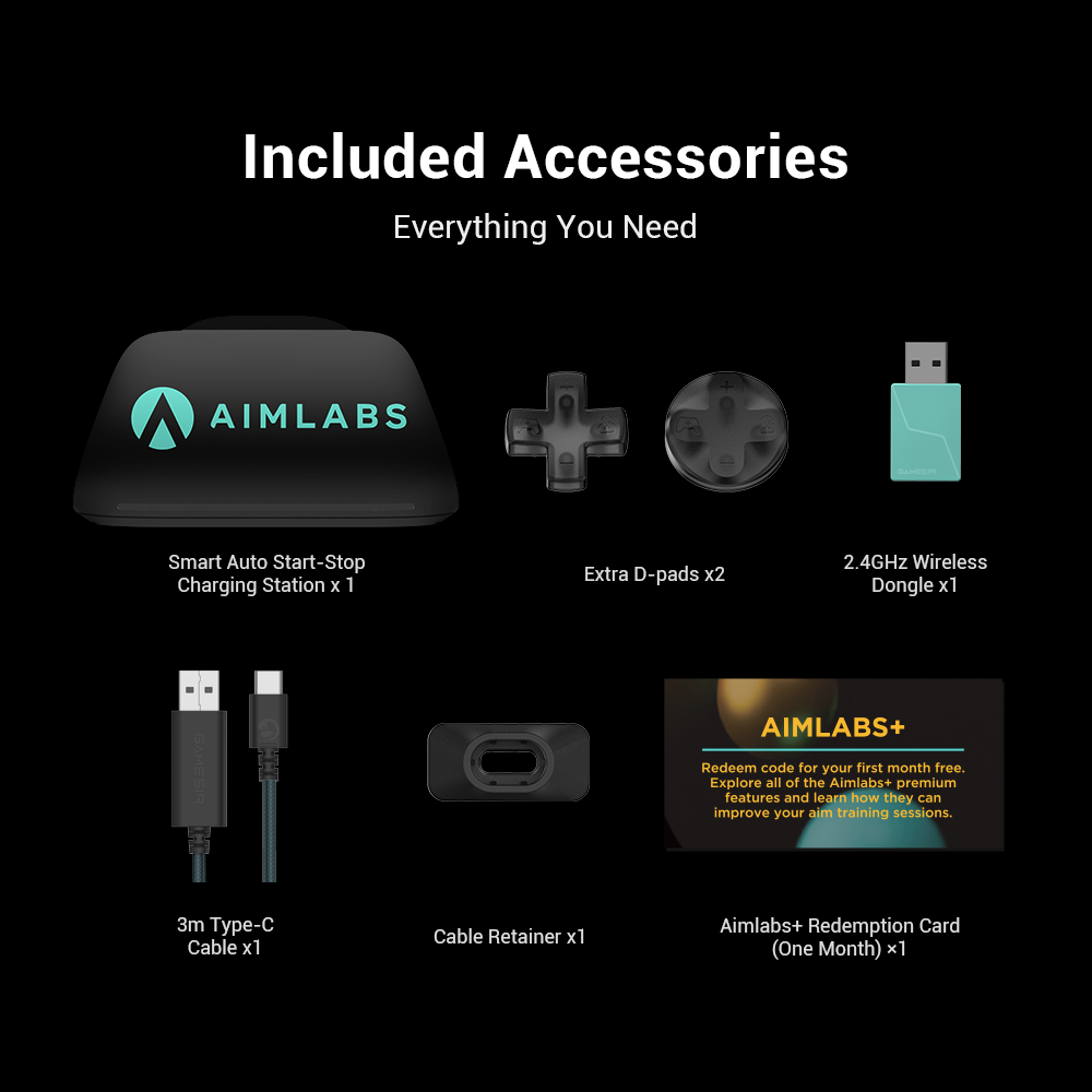 The GameSir G7 Pro comes with a comprehensive accessory kit titled