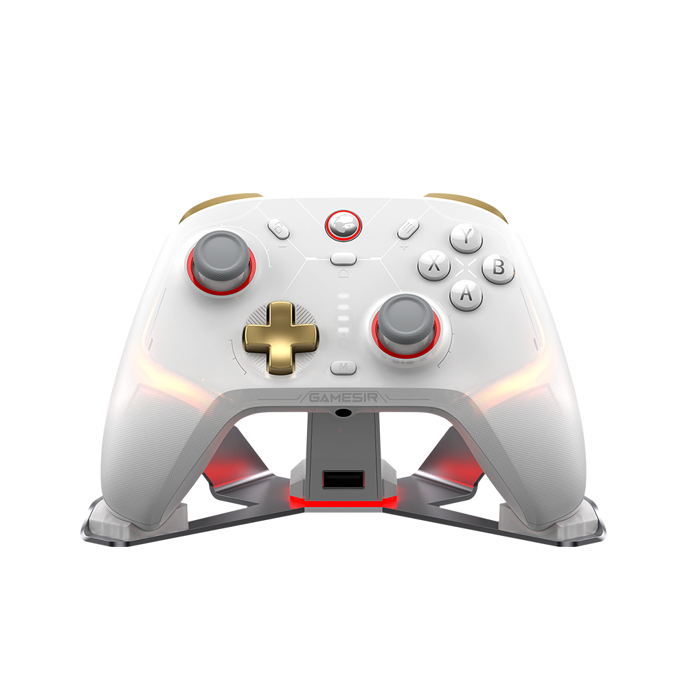 GameSir Cyclone 2 Multiplatform Controller in Phantom White with customizable RGB lighting and precision controls.