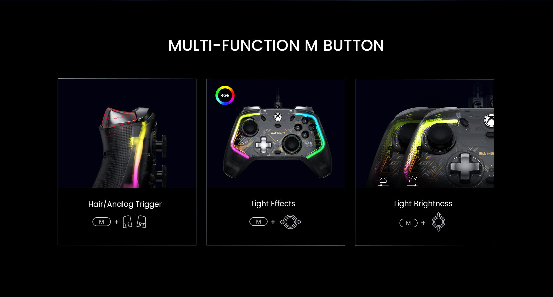 Equipped with multi-function M button, quickly configures settings on-the-fly, easily transit between diverse gaming styles and games