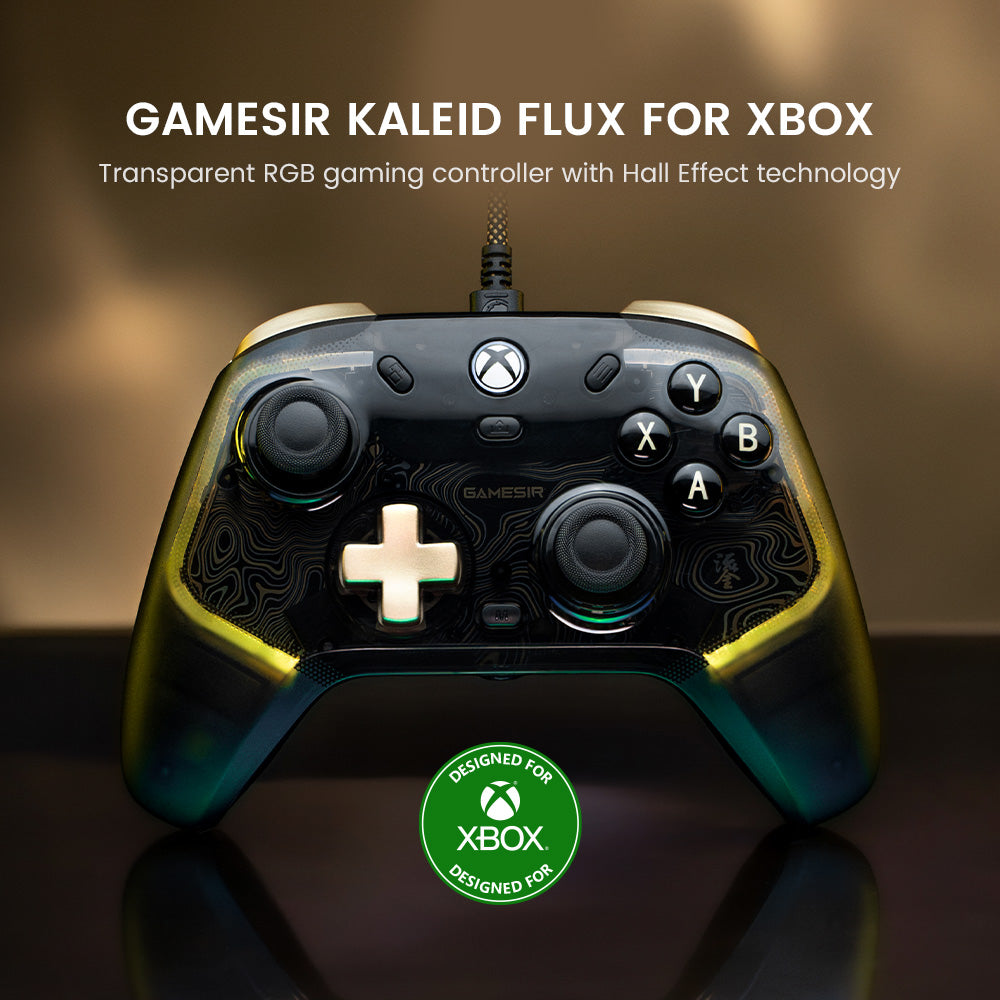 GameSir Kaleid Flux for xbox transparent RGB gaming controller with hall effect technology