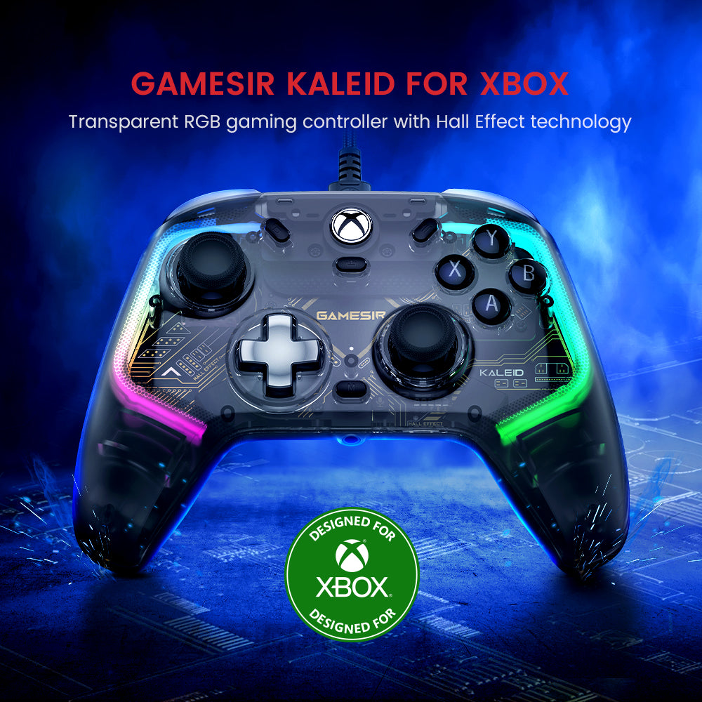 GameSir Kaleid transparent RGB gaming controller with Hall Effect technology for Xbox