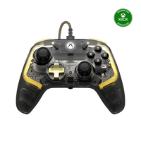 GameSir Kaleid Flux Xbox wired controller with transparent body and customizable LED lights.