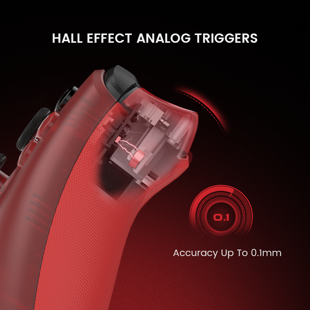 Hall Effect analog triggers with smooth pull mechanics: Precision-tuned for racing games and seamless control on GameSir T7 controller