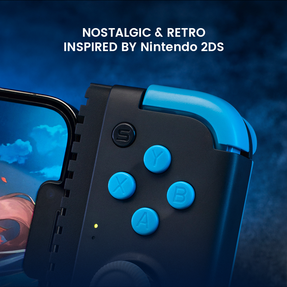 Nostalgic and retro dual-color design inspired by Nintendo 2DS