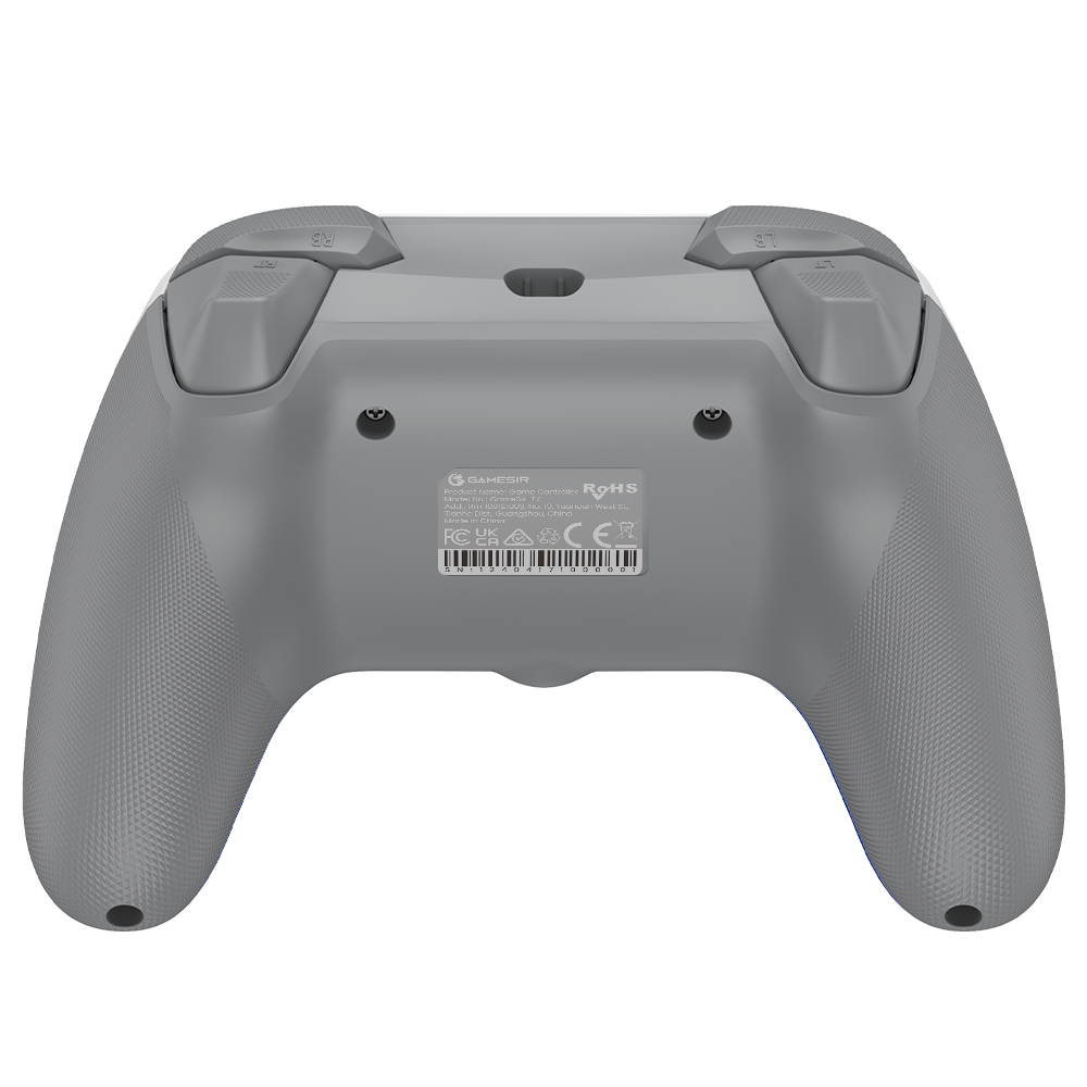 GameSir T7 Xbox Wired Controller - White, rear view, showcasing ergonomic design and Hall Effect sticks.