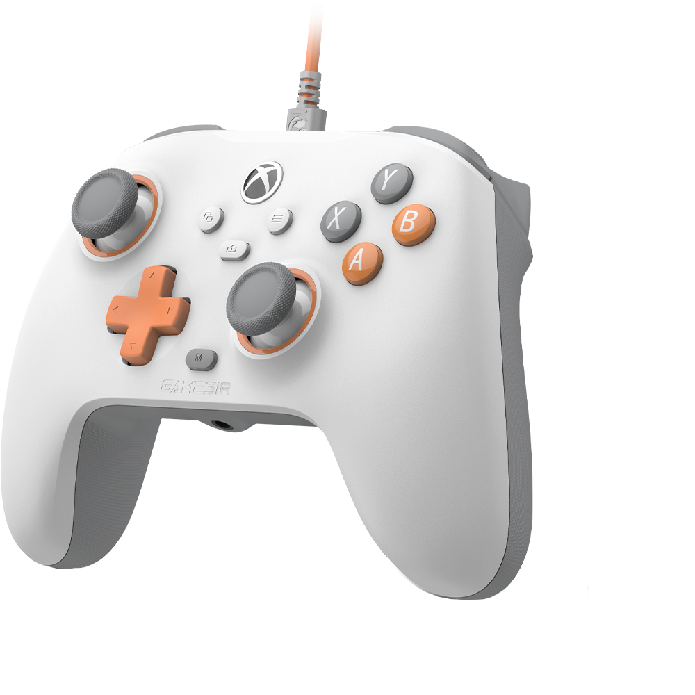 GameSir T7 Xbox Wired Controller - White with Hall Effect sticks and triggers, featuring four rumble motors for immersive gaming.