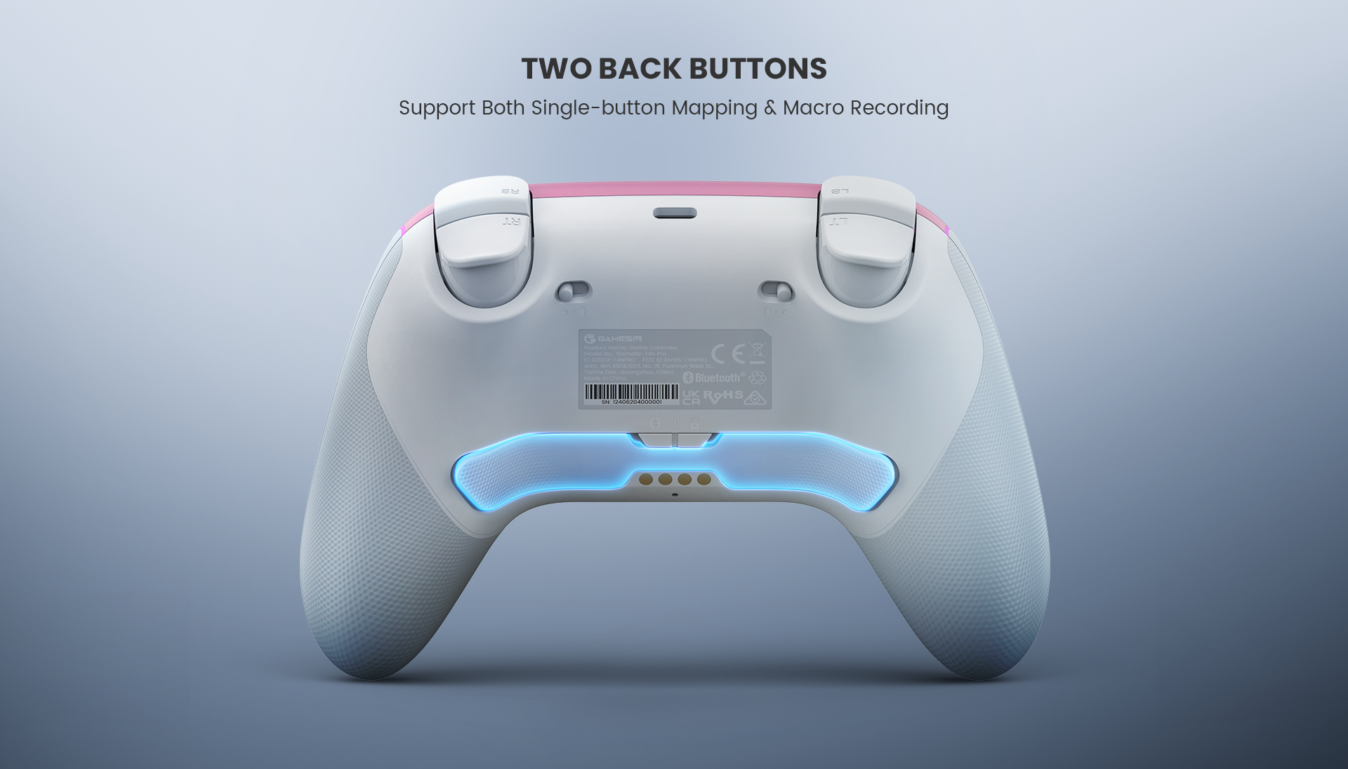 two back buttons, supporting both single-button mapping & macro recording