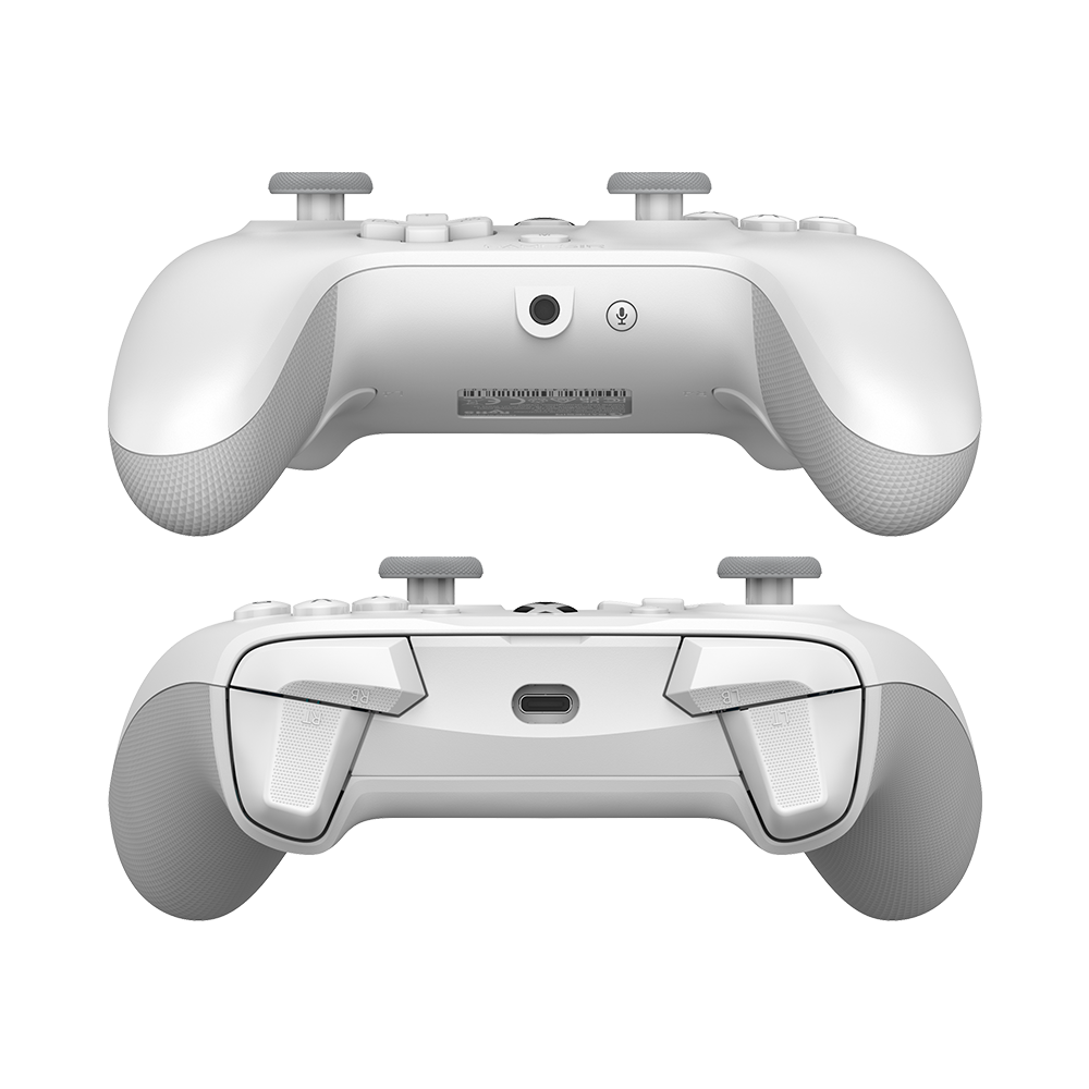Xbox Wired Controller - White with Hall Effect sticks and triggers, ergonomic design, and e-sport micro switch buttons.