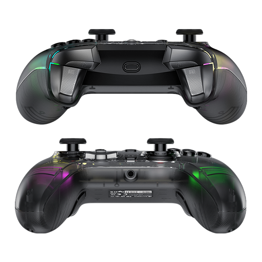 GameSir Kaleid Xbox Wired Controller with transparent body and customizable LED lights.