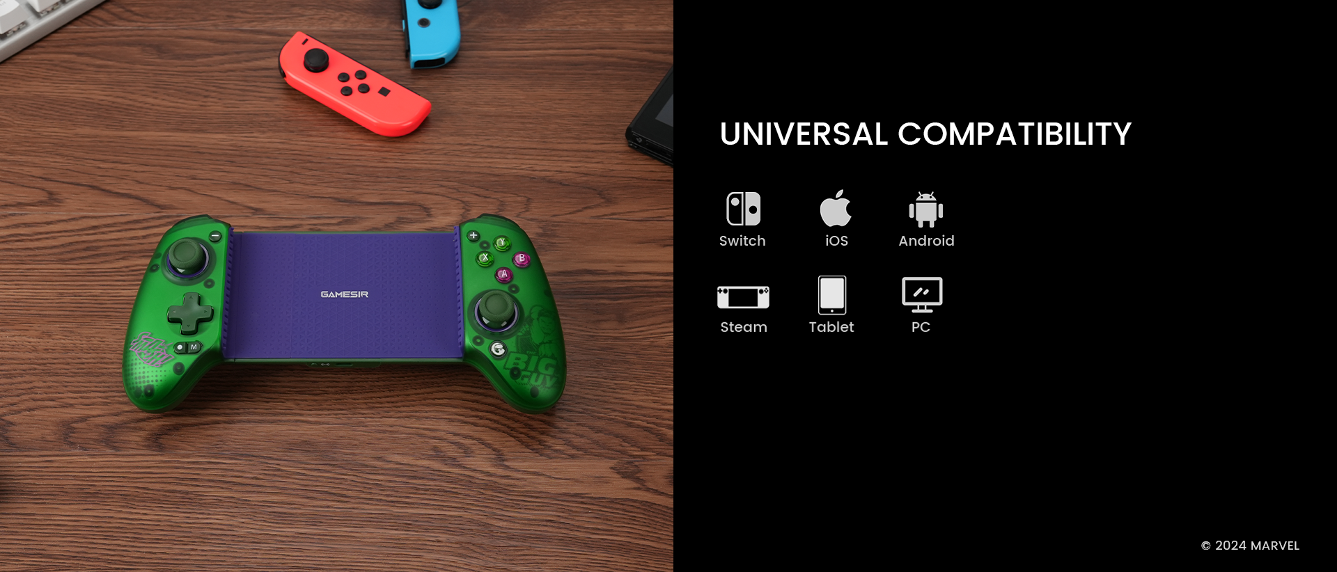 GameSir G8 Plus Hulk Edition Bluetooth Mobile Controller (Limited Edition) 22 Designed for universal compatibility for Switch, iOS, Android, tablets, and PC
