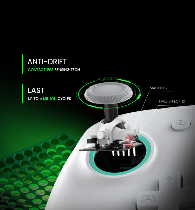 Xbox-licensed controller with Hall Effect sticks for anti-drift precision and durability