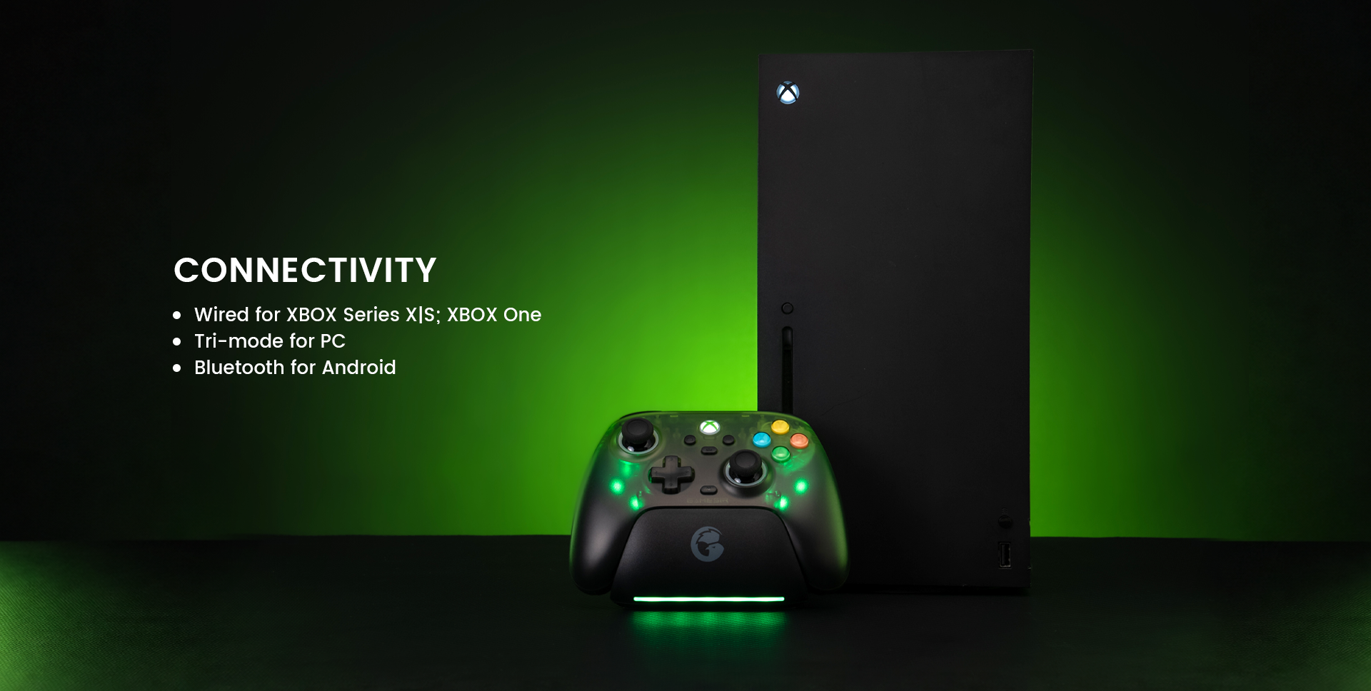 Multi-Platform ConnectivityConsole Ready: Reliable wired connection for Xbox Series X|S and Xbox One.Pro PC Gaming: Tri-mode connectivity options tailored for peak PC performance.Mobile Freedom: Seamless Bluetooth support for Android gaming on the go.One for All: Effortlessly switch between your console, PC, and mobile devices.