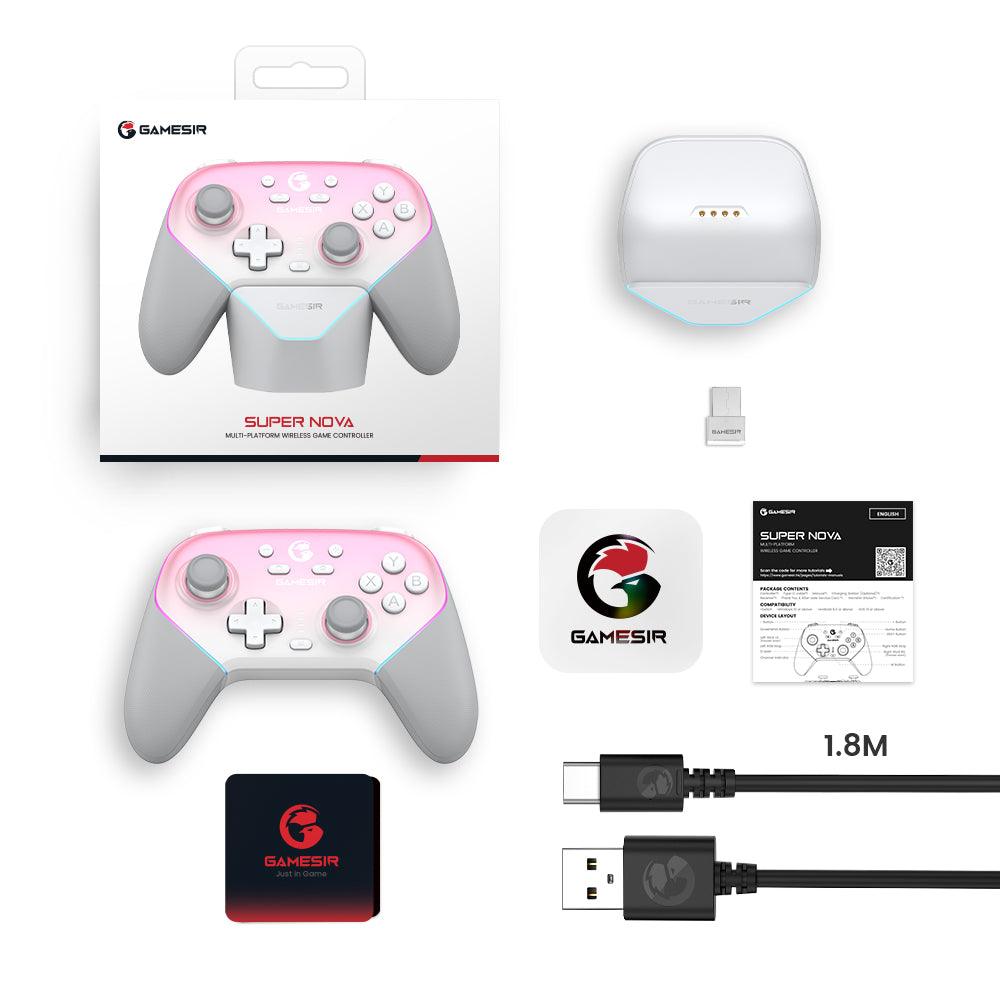 Gamesir Super Nova multiplatform game controller with packaging and accessories.