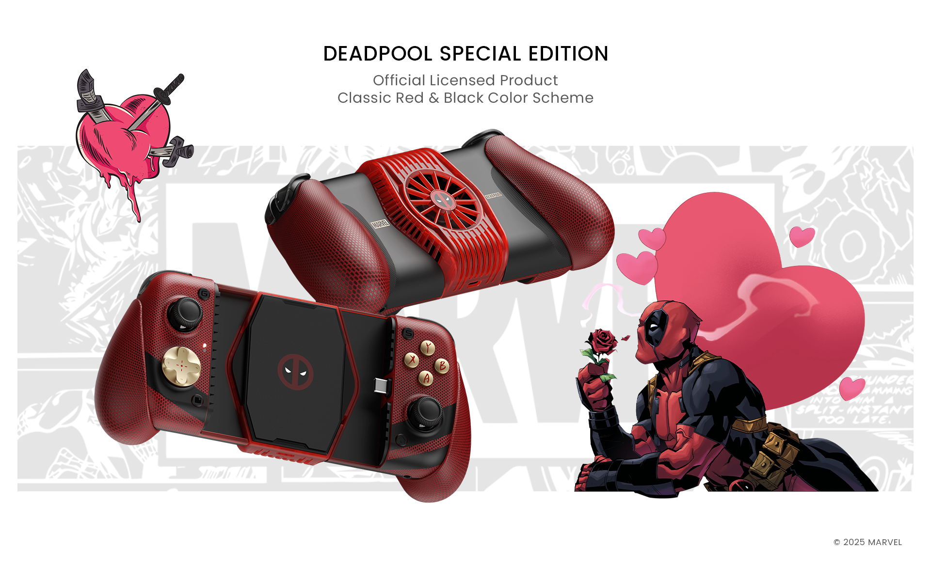 Special Deadpool edition, officially licensed by Marvel, painted in Deadpool’s classic red and black colors