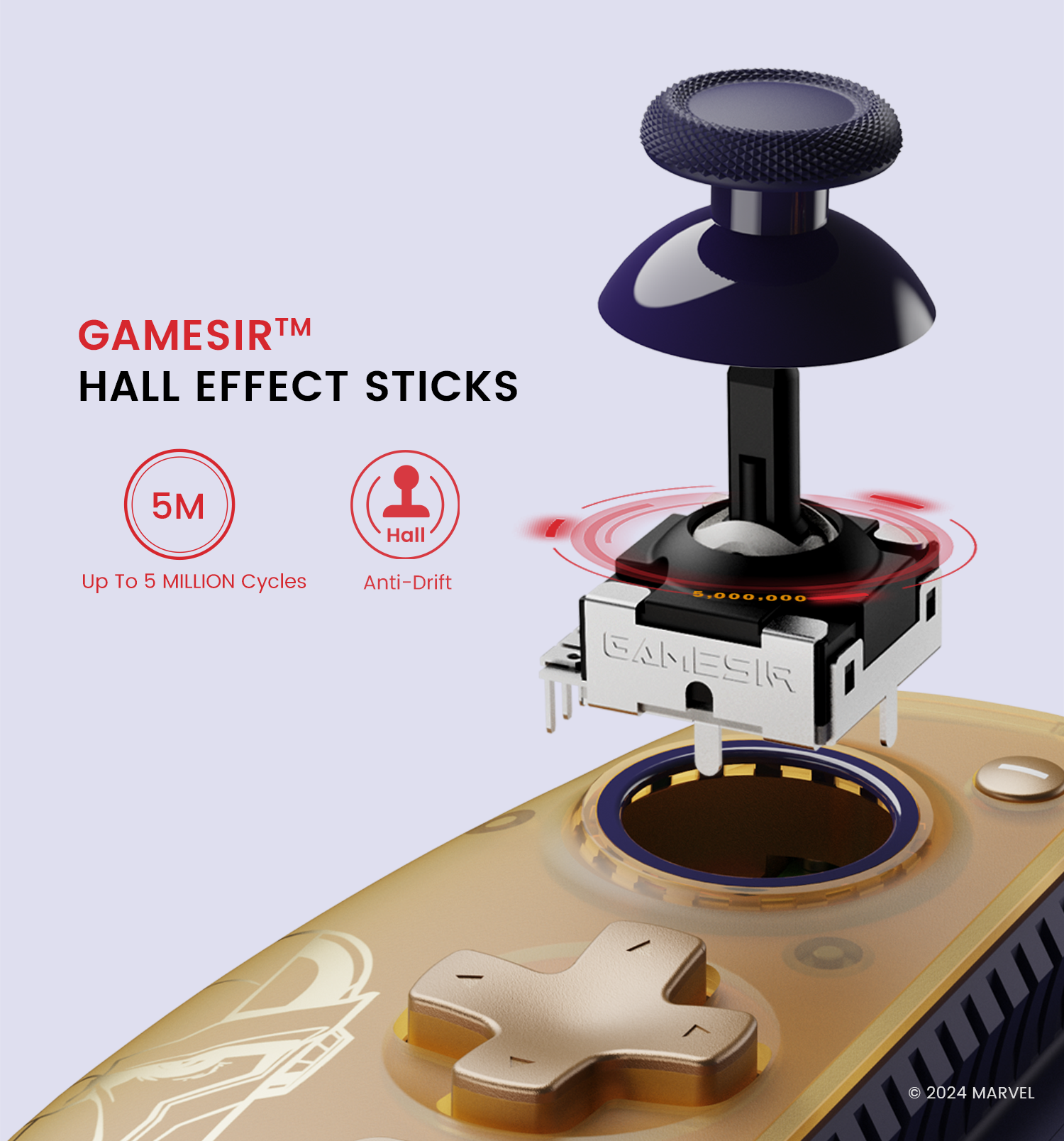 Hall Effect sticks for anti-drift precision and durability