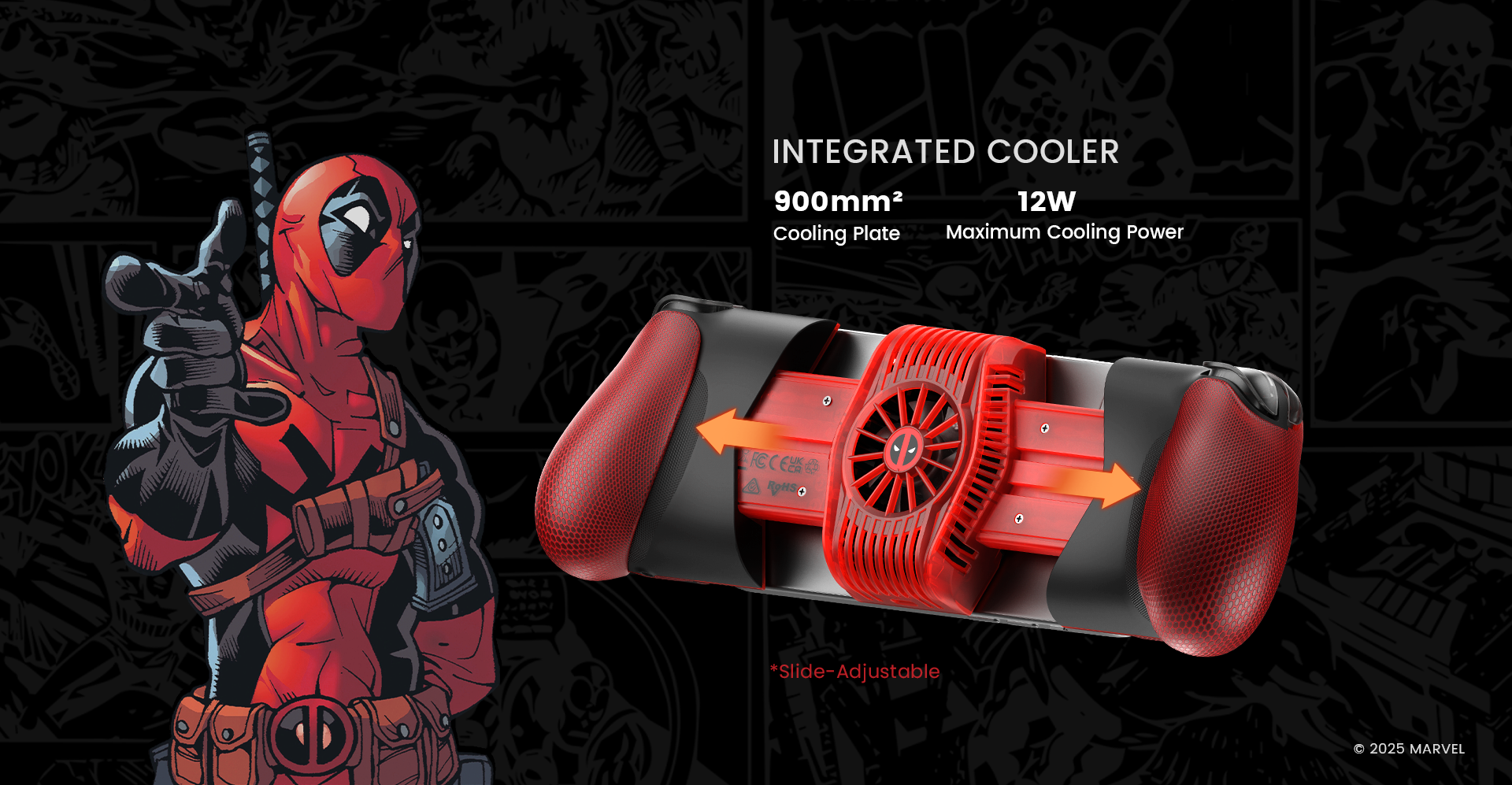 Integrates a 900mm2 cooling area with a maximum efficient cooling power of 12W, with slide-adjustable function